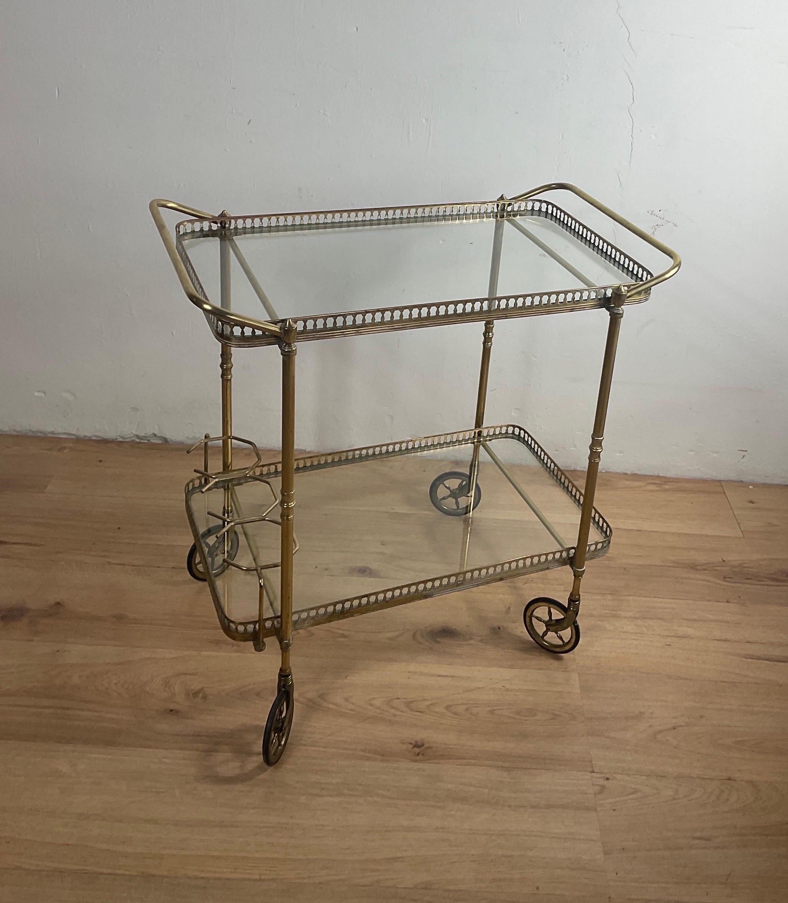 Italian Brass Bar Trolly of 50s by Cesare Lacca