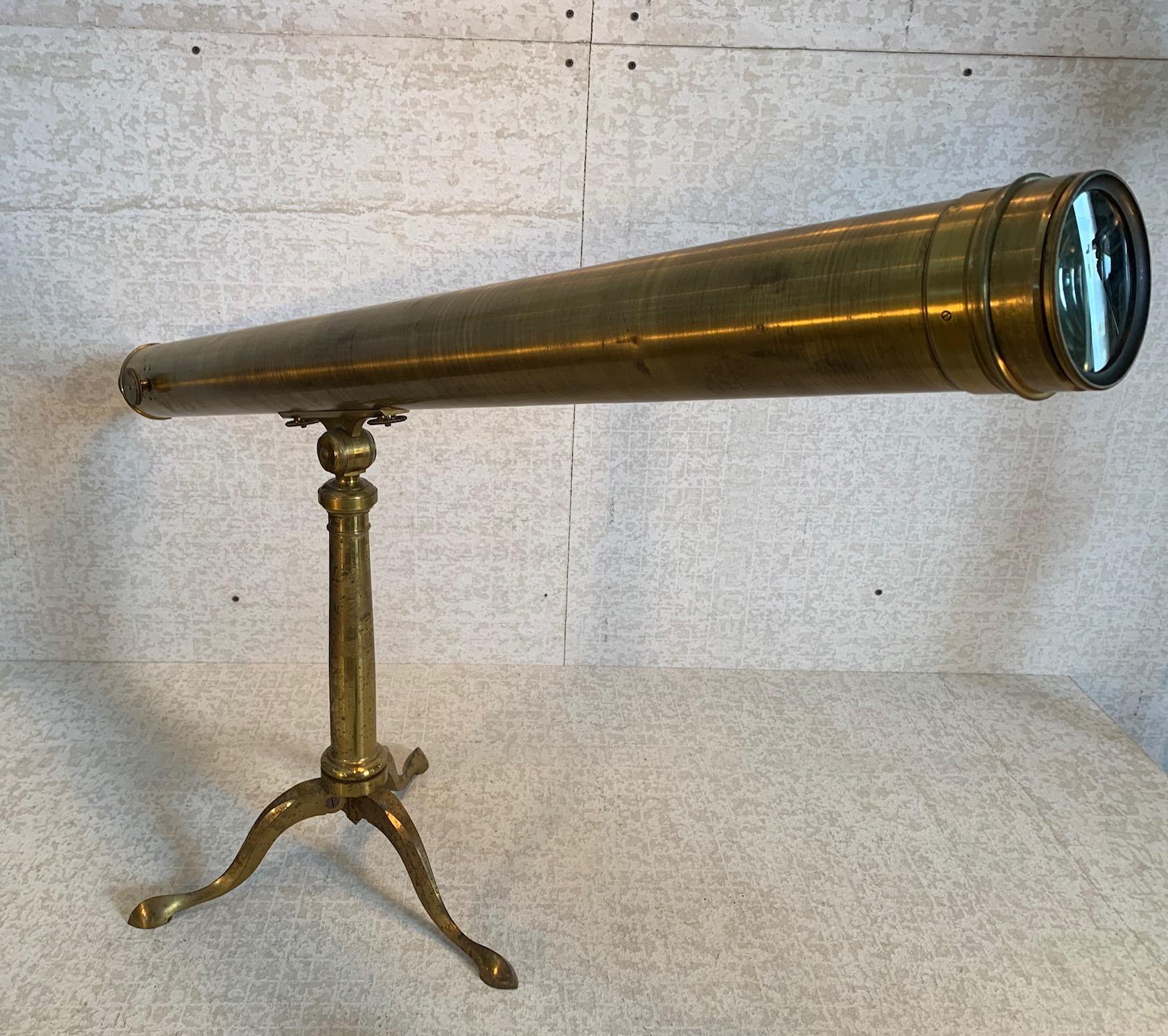French Brass, Bardou and Son Telescope Badged James W. Queen and Co. For Sale
