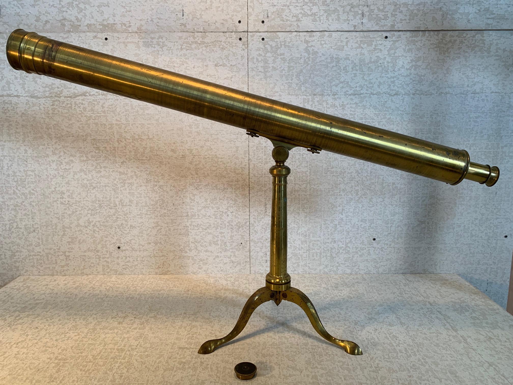 Brass, Bardou and Son Telescope Badged James W. Queen and Co. In Good Condition For Sale In Baltimore, MD