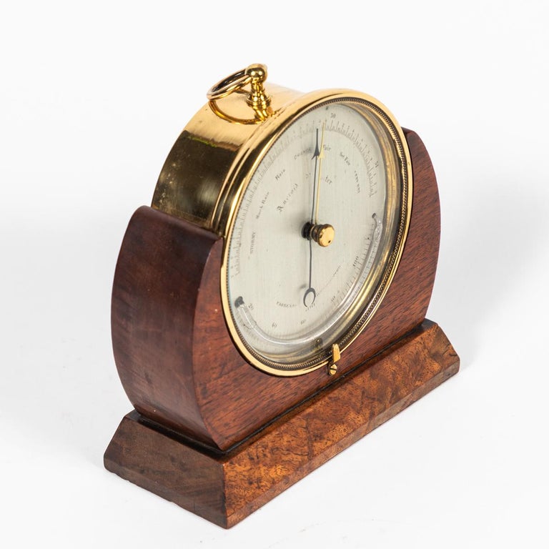 Brass Barometer Resting in a Wood Base from Mid19th Century England