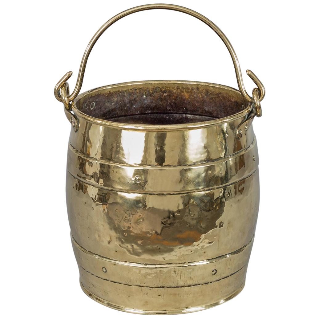 Brass Barrel-Shaped Coal Bucket