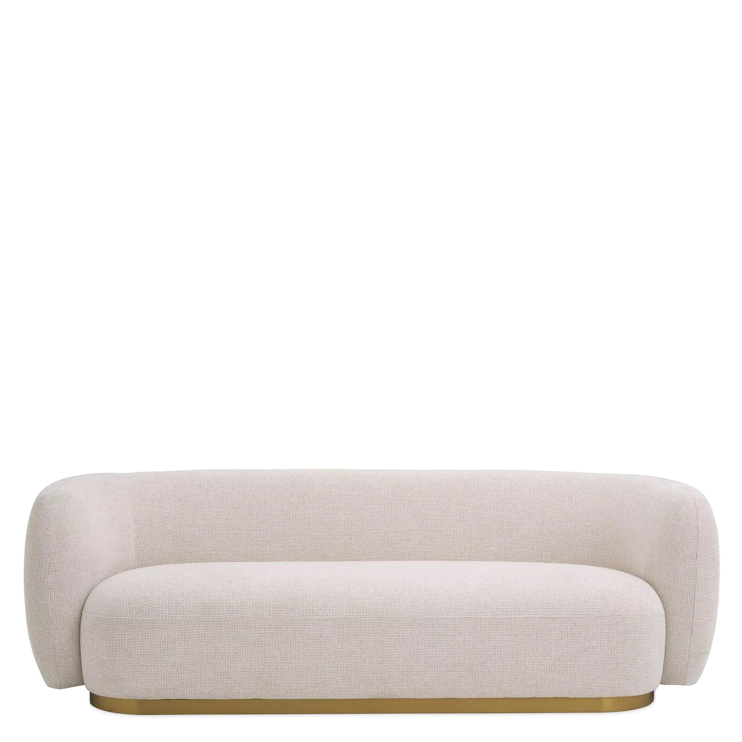 Brass Base and Beige Fabric Curved and Rounded Sofa In New Condition For Sale In Tourcoing, FR