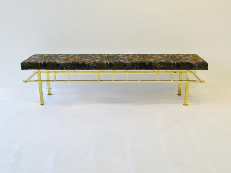 20th Century Brass Base Bench Covered with Jack Lenor Larsen Fabric For Sale