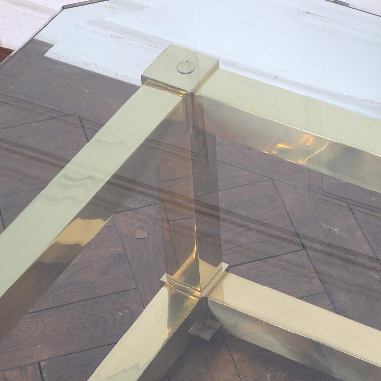 Italian Brass Base Glass-Top Coffee Table For Sale