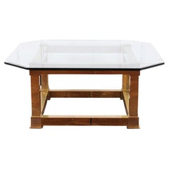Brass Base Glass-Top Coffee Table