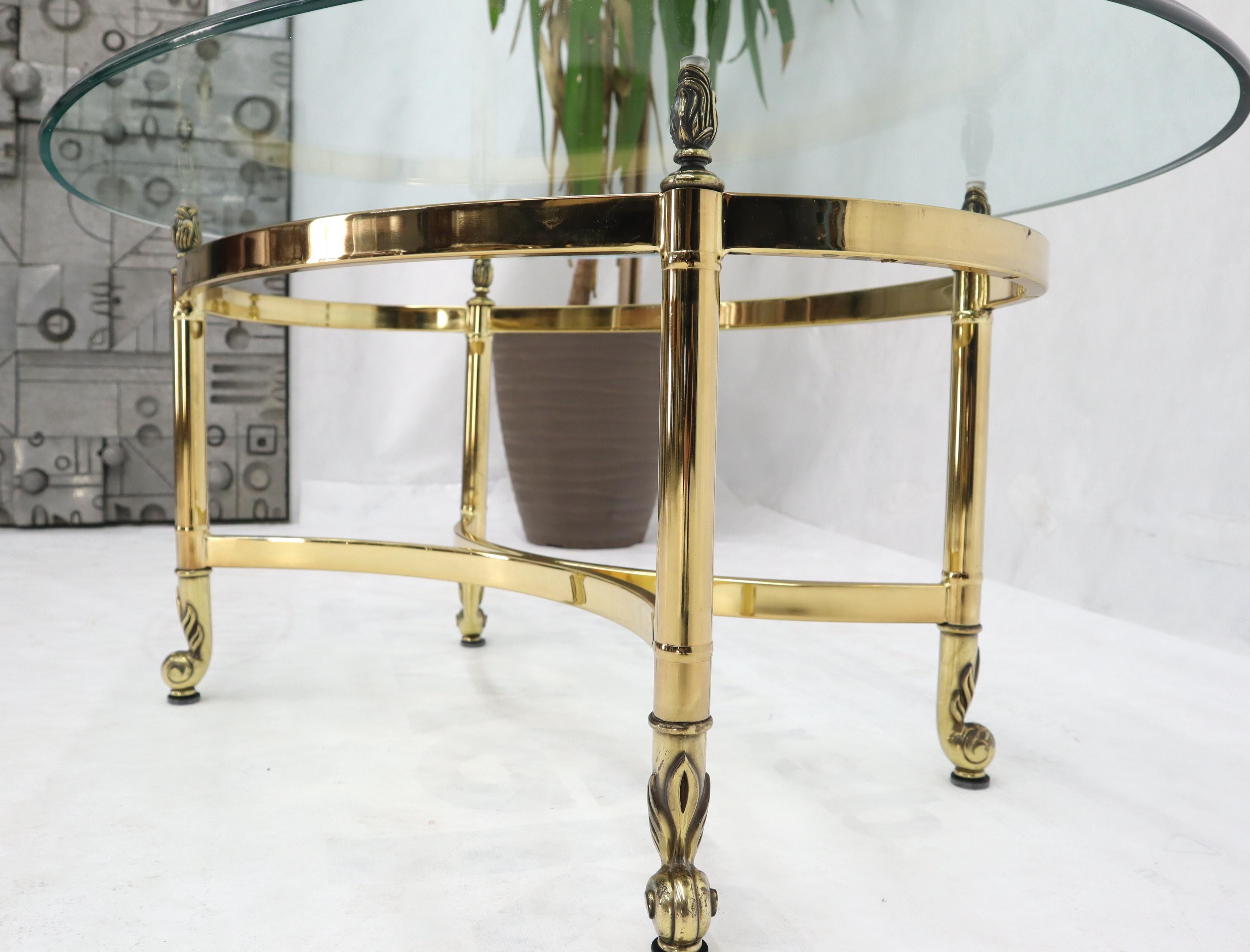 Brass Base Glass Top Oval Coffee Table 1