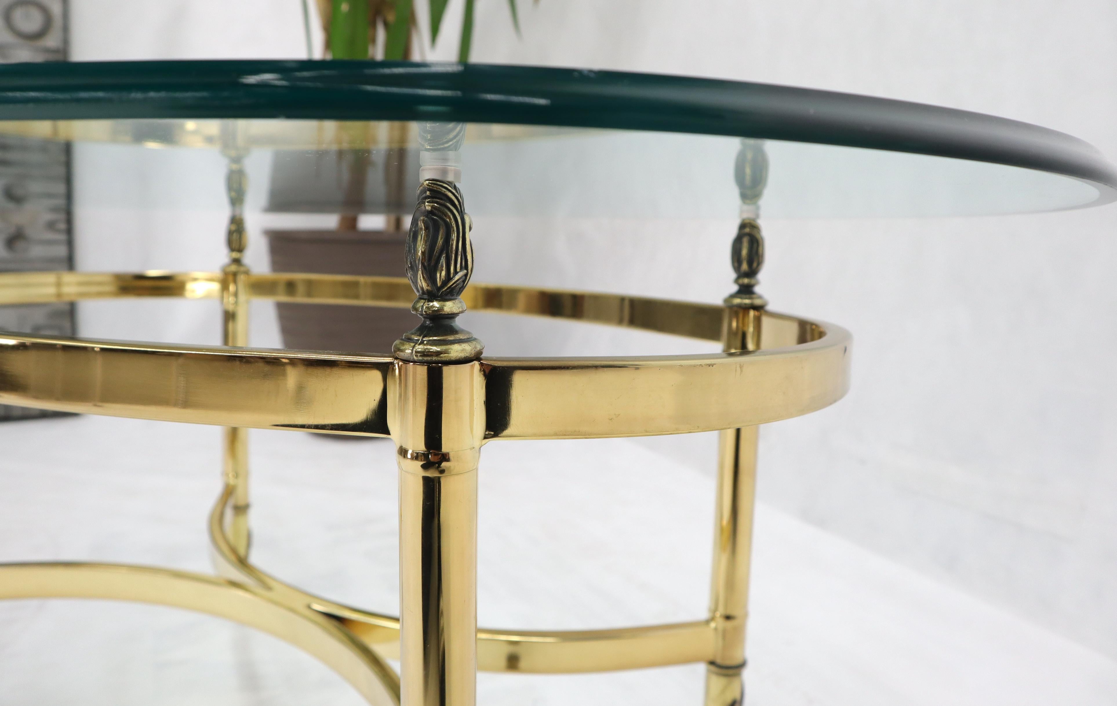 Brass Base Glass Top Oval Coffee Table 3