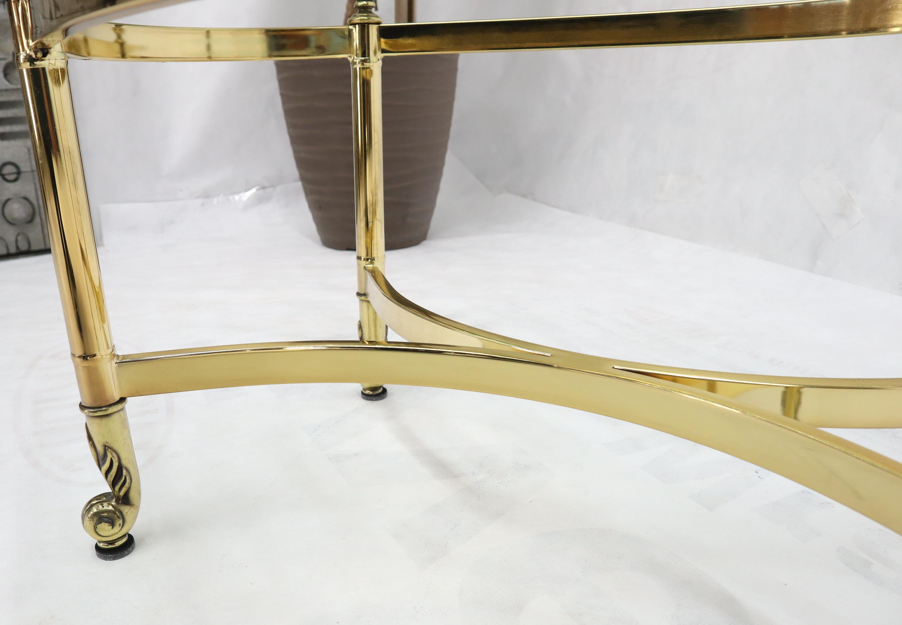 Brass Base Glass Top Oval Coffee Table 5
