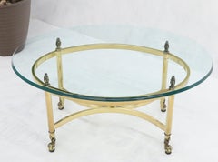 Brass Base Glass Top Oval Coffee Table