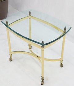 Brass Base Glass Top Rounded Rectangle Coffee Table