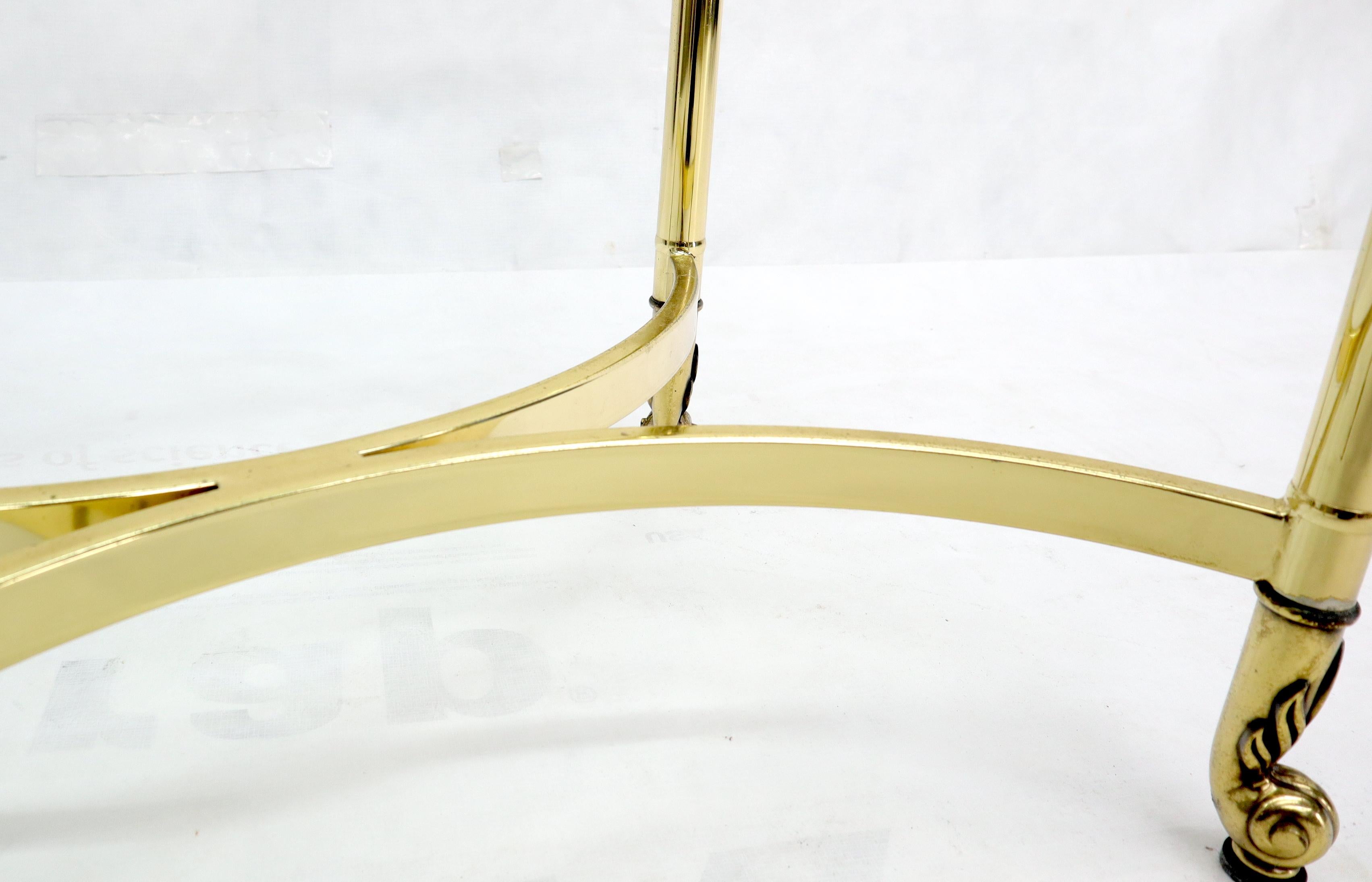 Mid-Century Modern Brass Base Glass Top Rounded Square Coffee Table For Sale