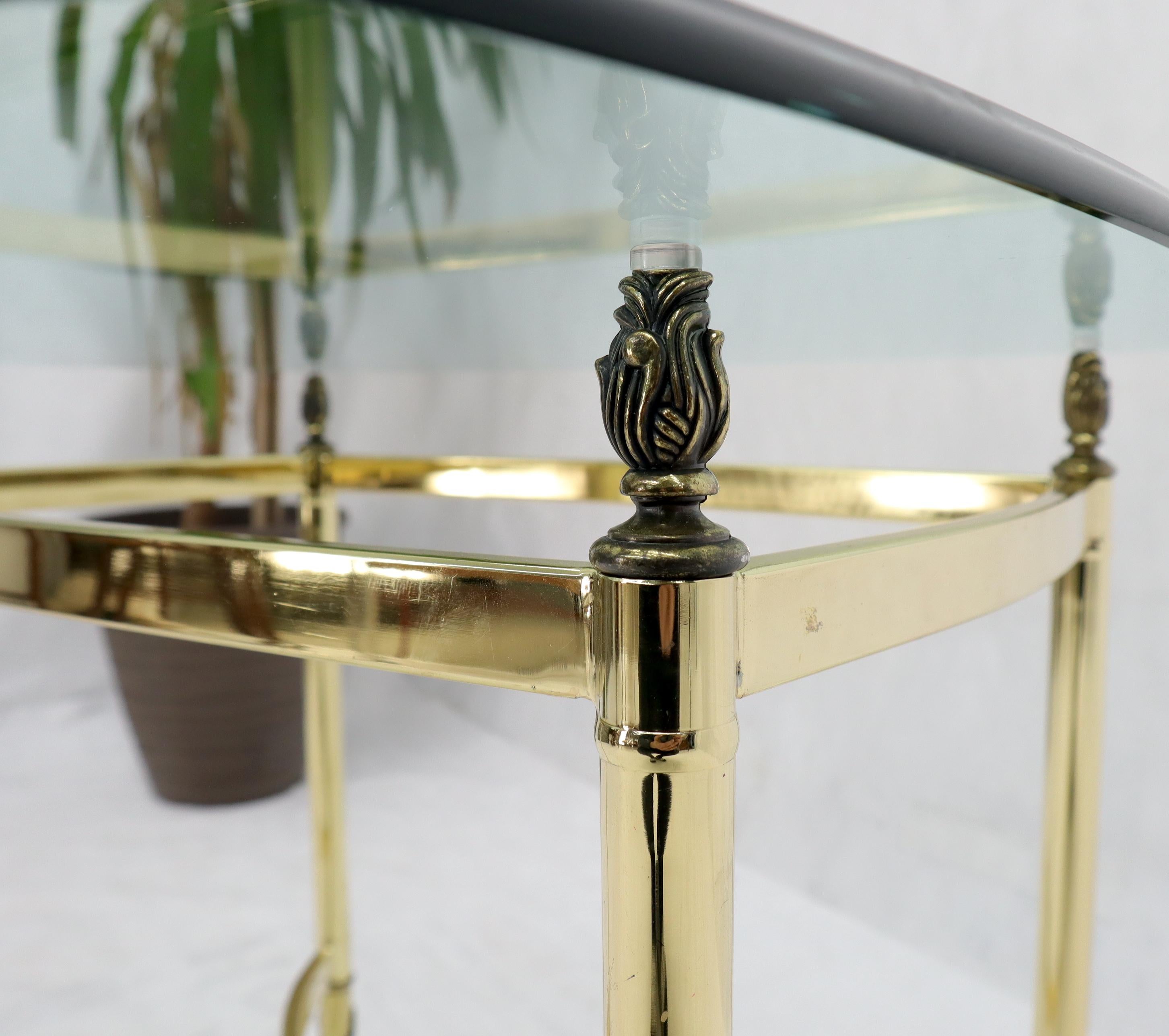 Italian Brass Base Glass Top Rounded Square Coffee Table For Sale