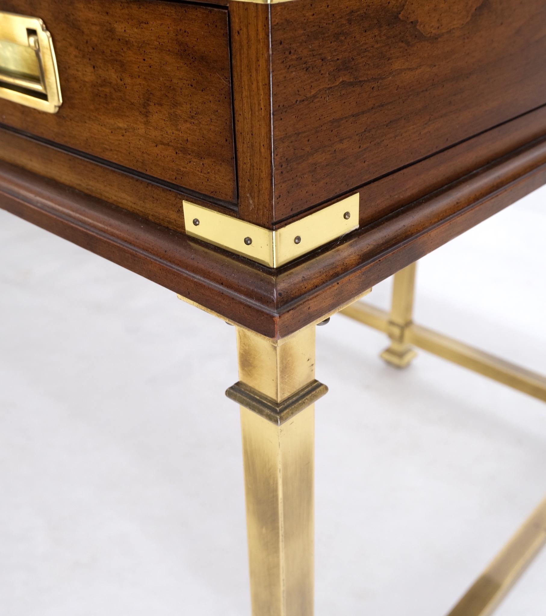 Brass Base Leather Tooled Top Campaign Style Desk by Slight Mint 4