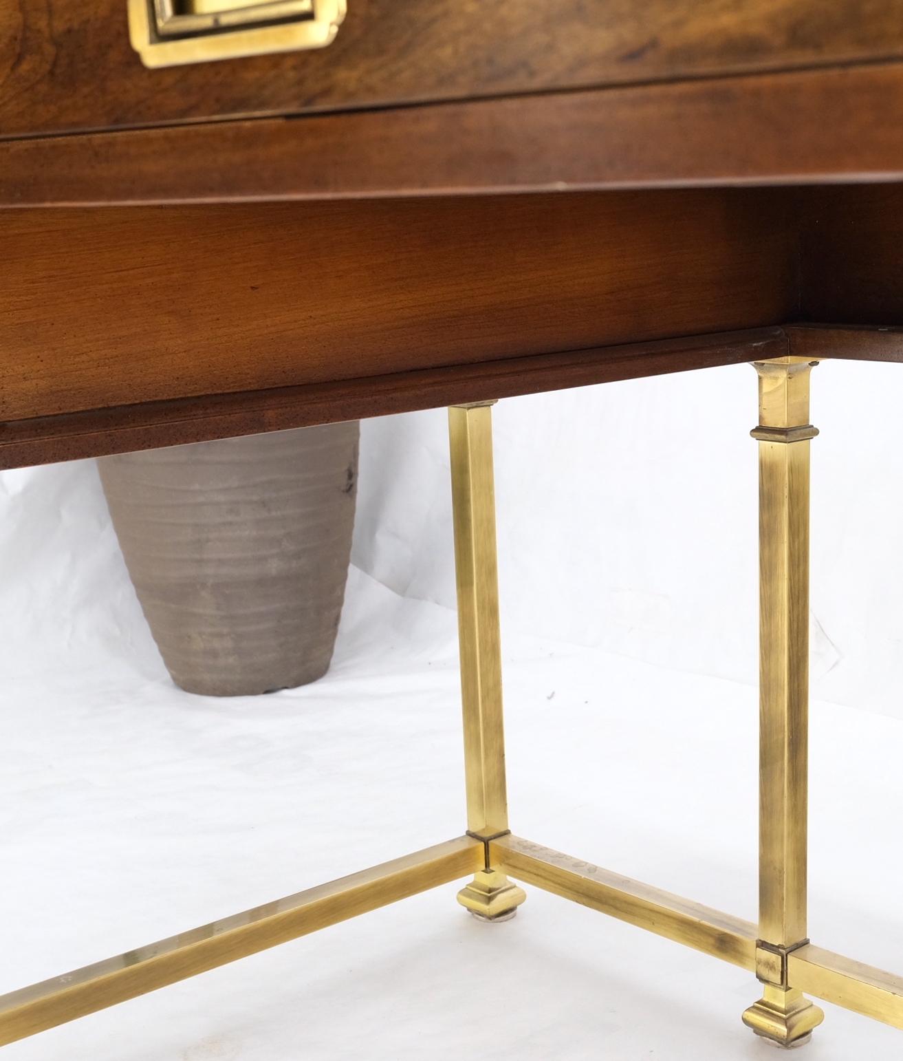 Brass Base Leather Tooled Top Campaign Style Desk by Slight Mint 2