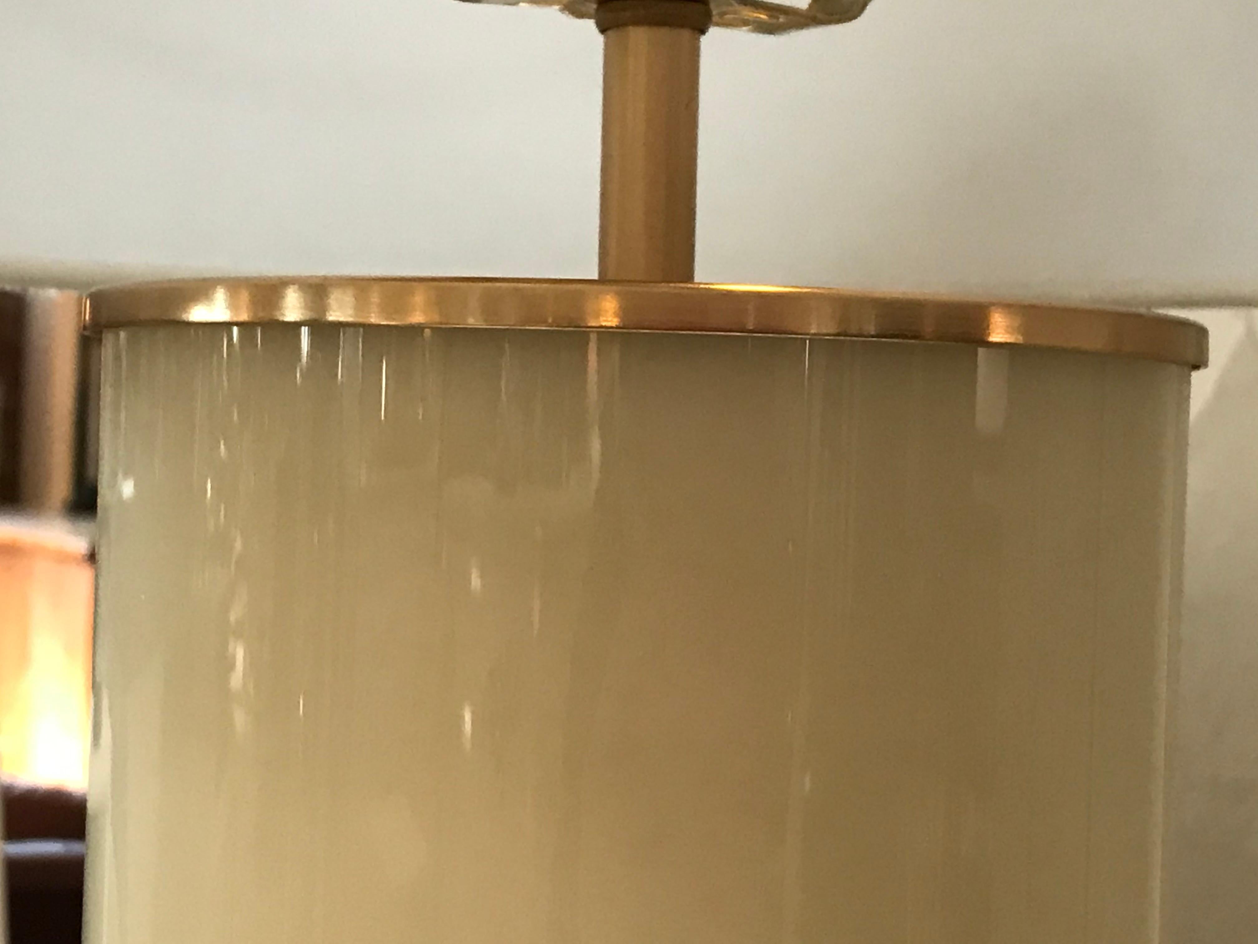 20th Century Brass Base Opaline Table Lamp by Kate Spade