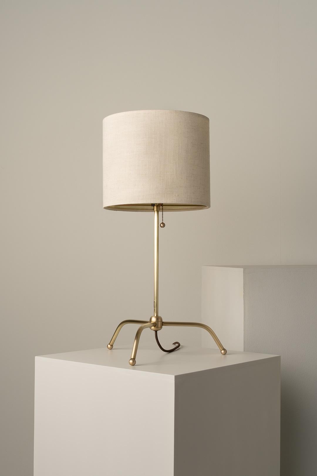 Modern Table Lamp Brushed Brass Fiberglass Shade For Sale at 1stDibs