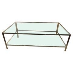Brass Base With Glass Top Coffee Table By Jacques Quinet, France, 1940s