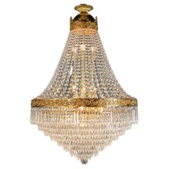 Brass Basket Empire Sac a Pearl Chandelier Crystal Lustre Lamp Antique Gold 2