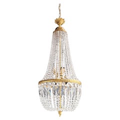 Cesto in ottone Impero Sac a Pearl Lampadario di cristallo Lustre Lampada Oro Antico
