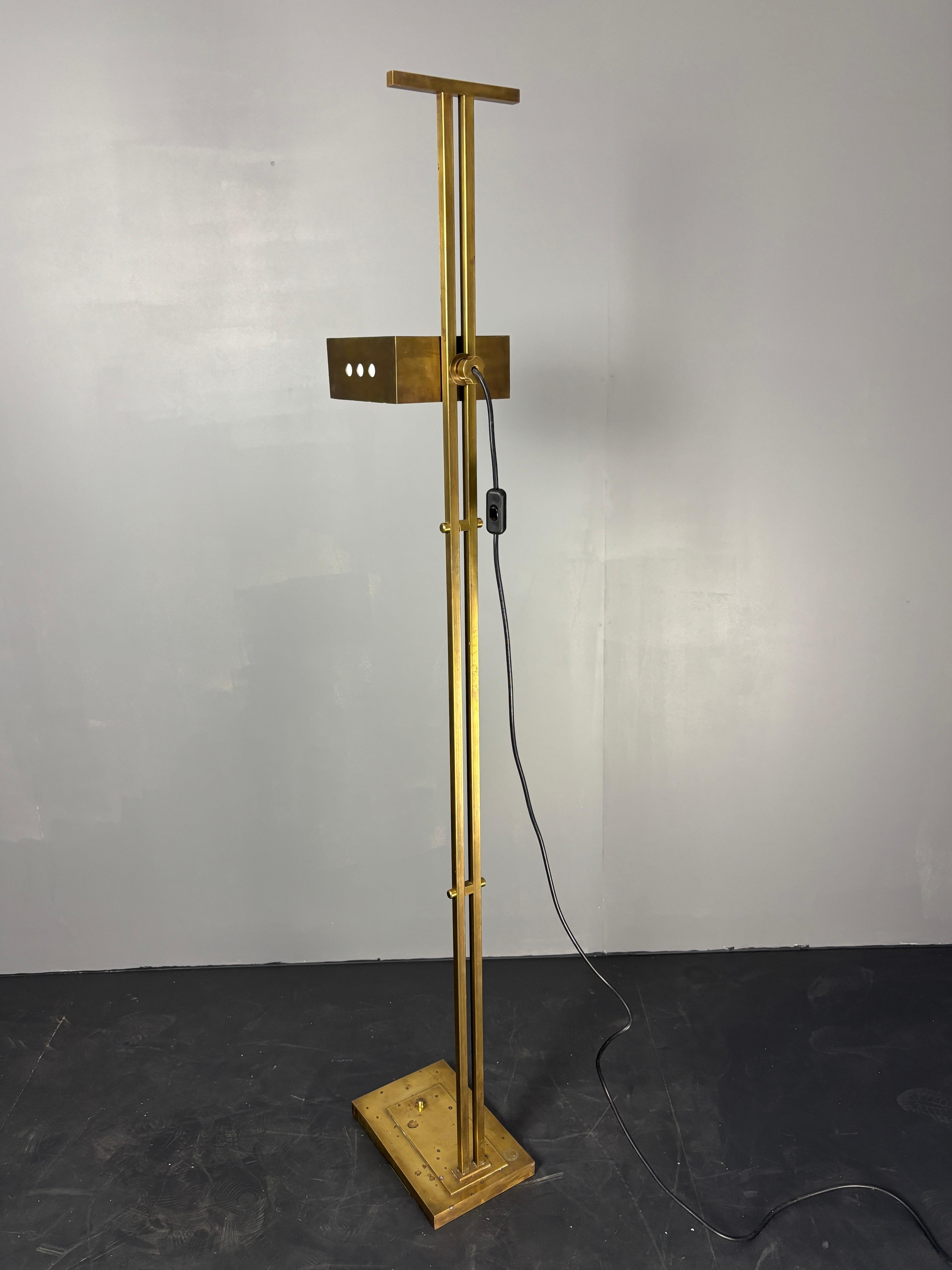 Brass Bauhaus Art Deco adjustable floor lamp in the style of Marcel Breuer For Sale 13