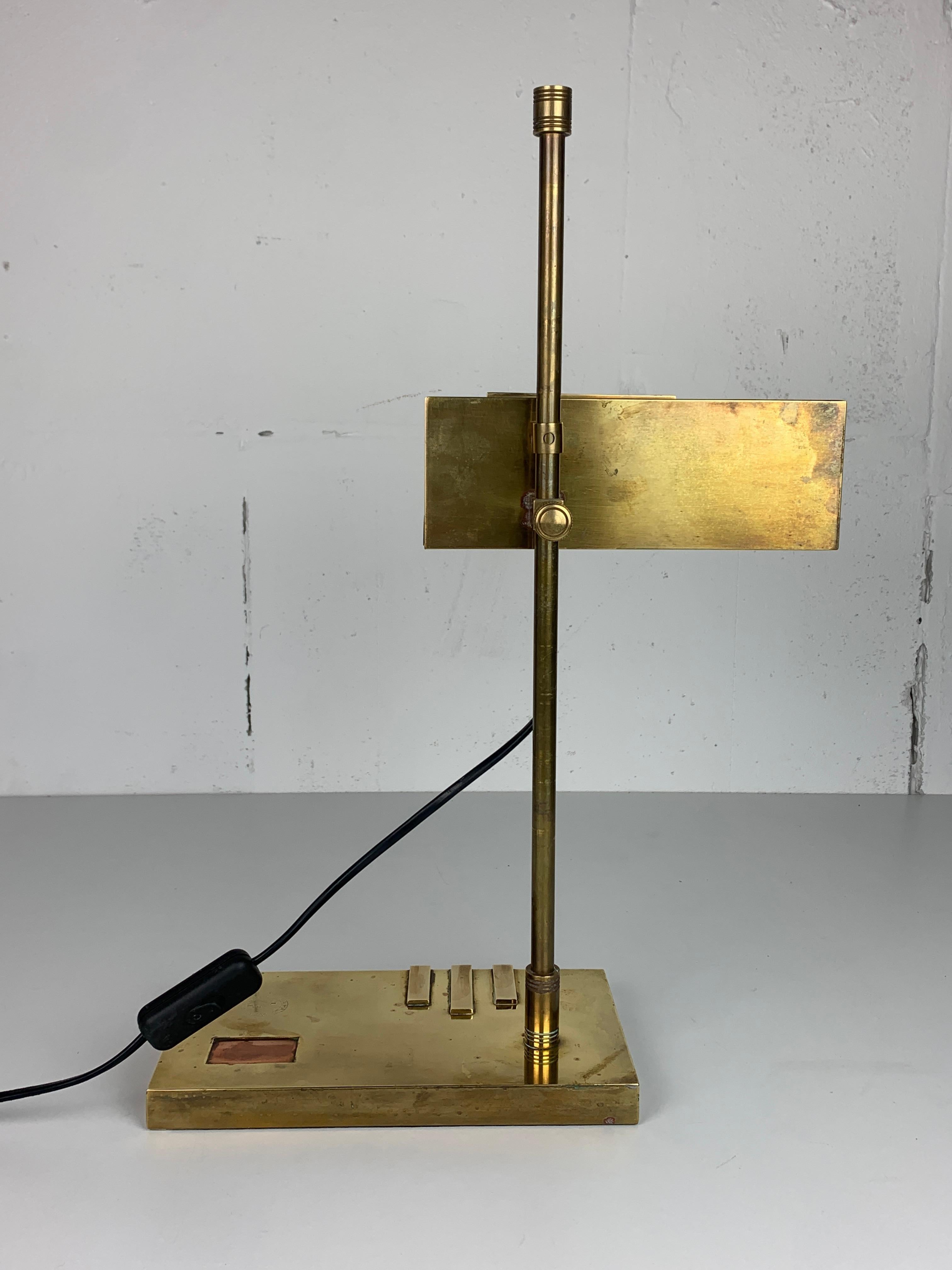 Brass Bauhaus Art Deco architectural desk or table lamp attributed Marcel Breuer For Sale 6