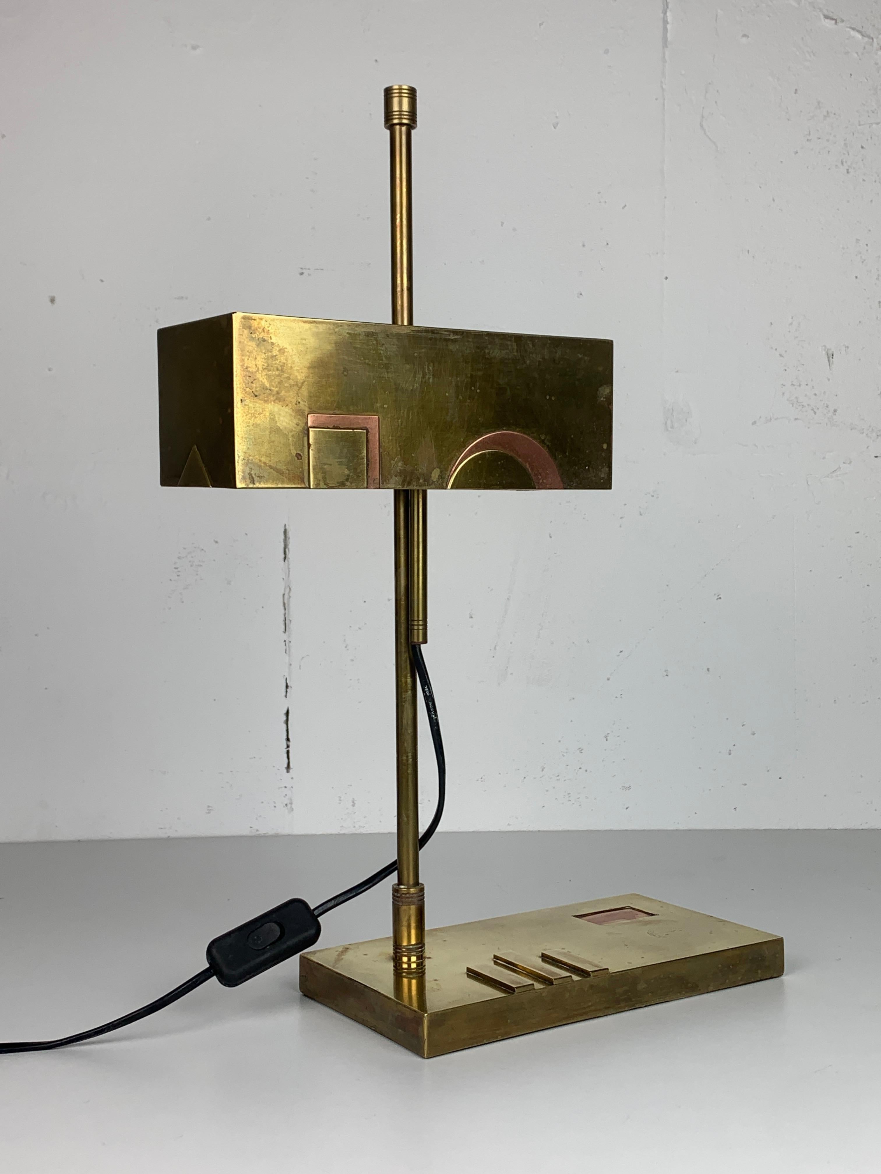 Brass Bauhaus Art Deco architectural desk or table lamp attributed Marcel Breuer For Sale 9