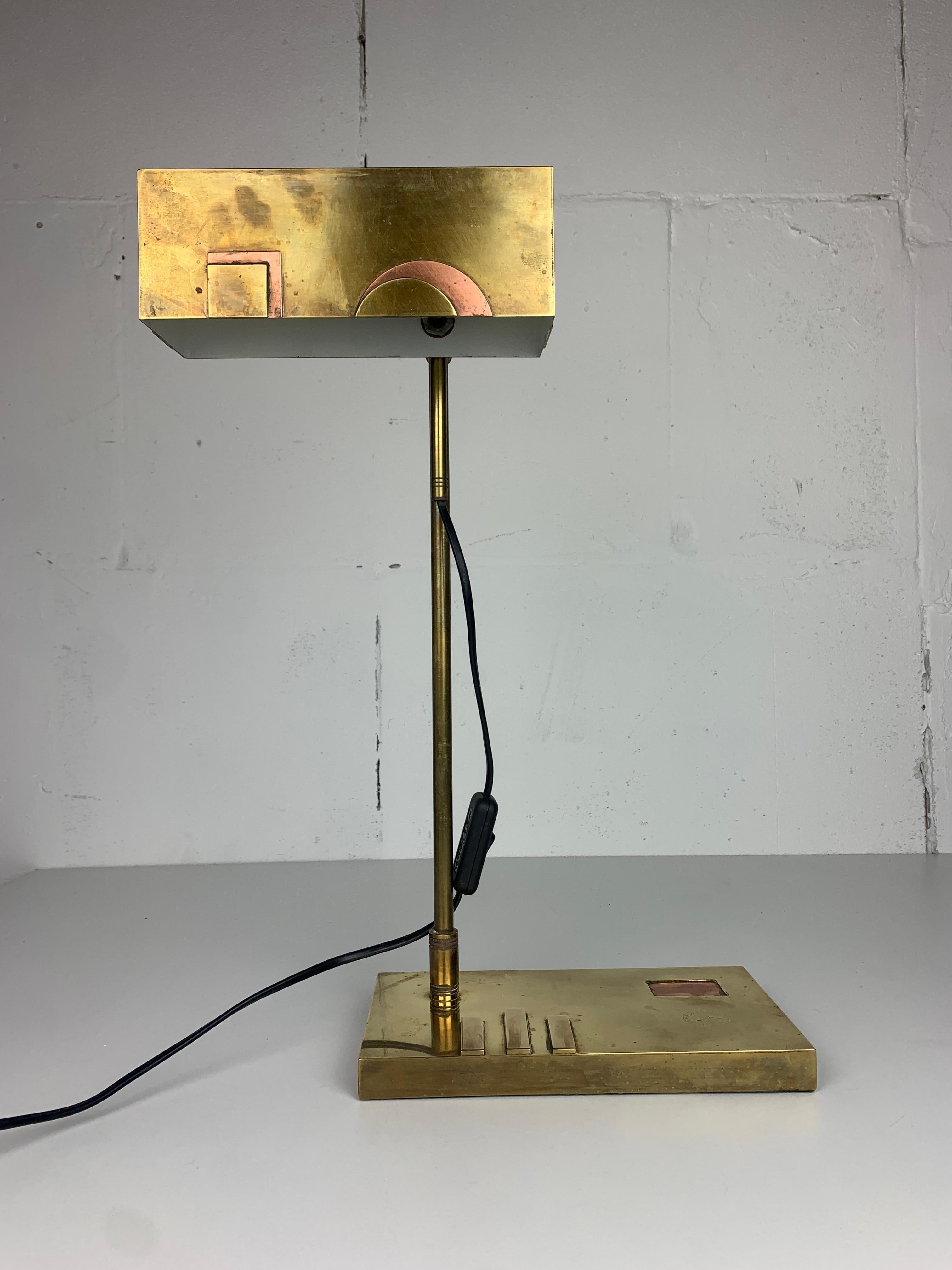 Brass Bauhaus Art Deco architectural desk or table lamp attributed Marcel Breuer For Sale 13