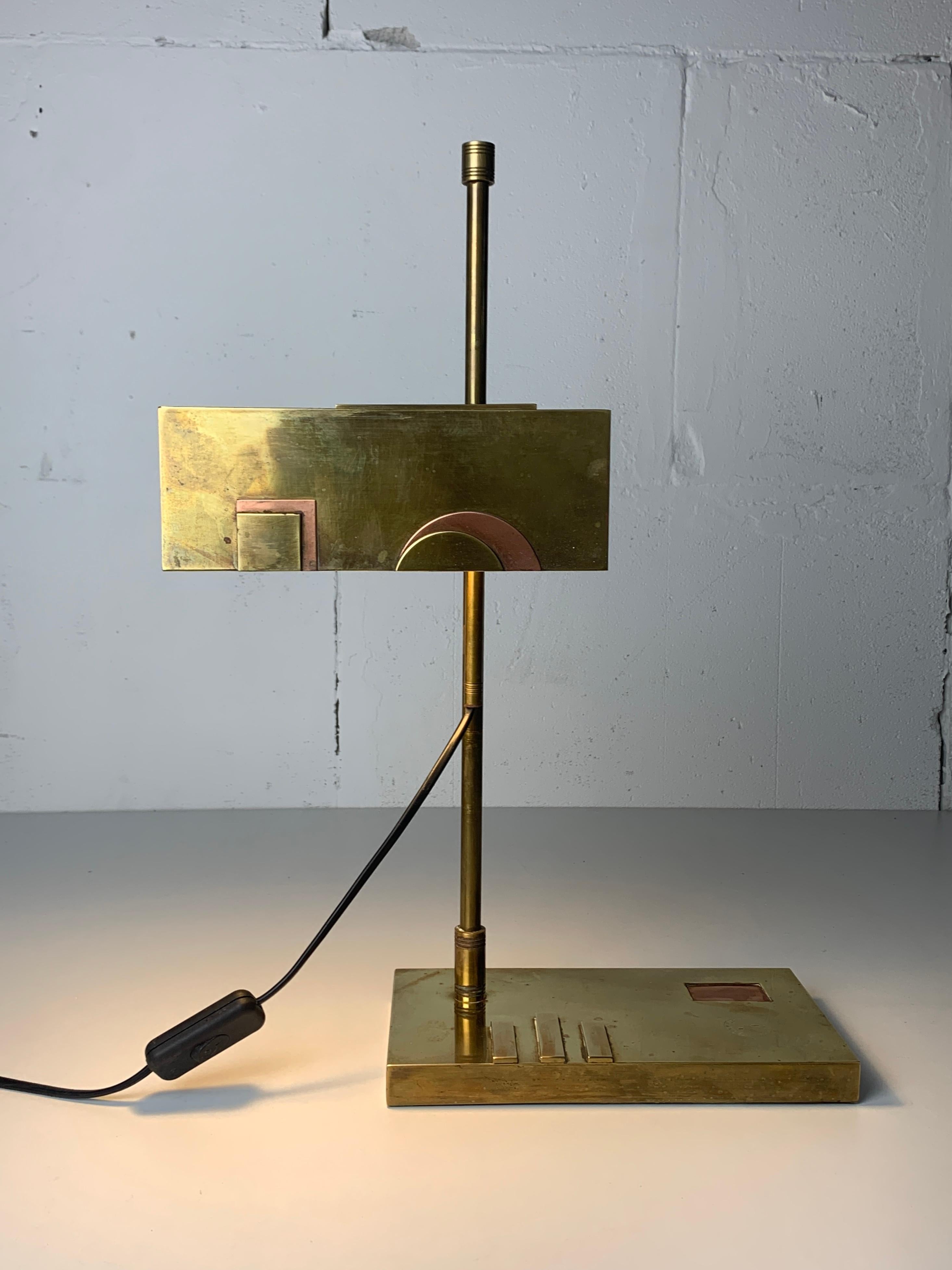 German Brass Bauhaus Art Deco architectural desk or table lamp attributed Marcel Breuer For Sale