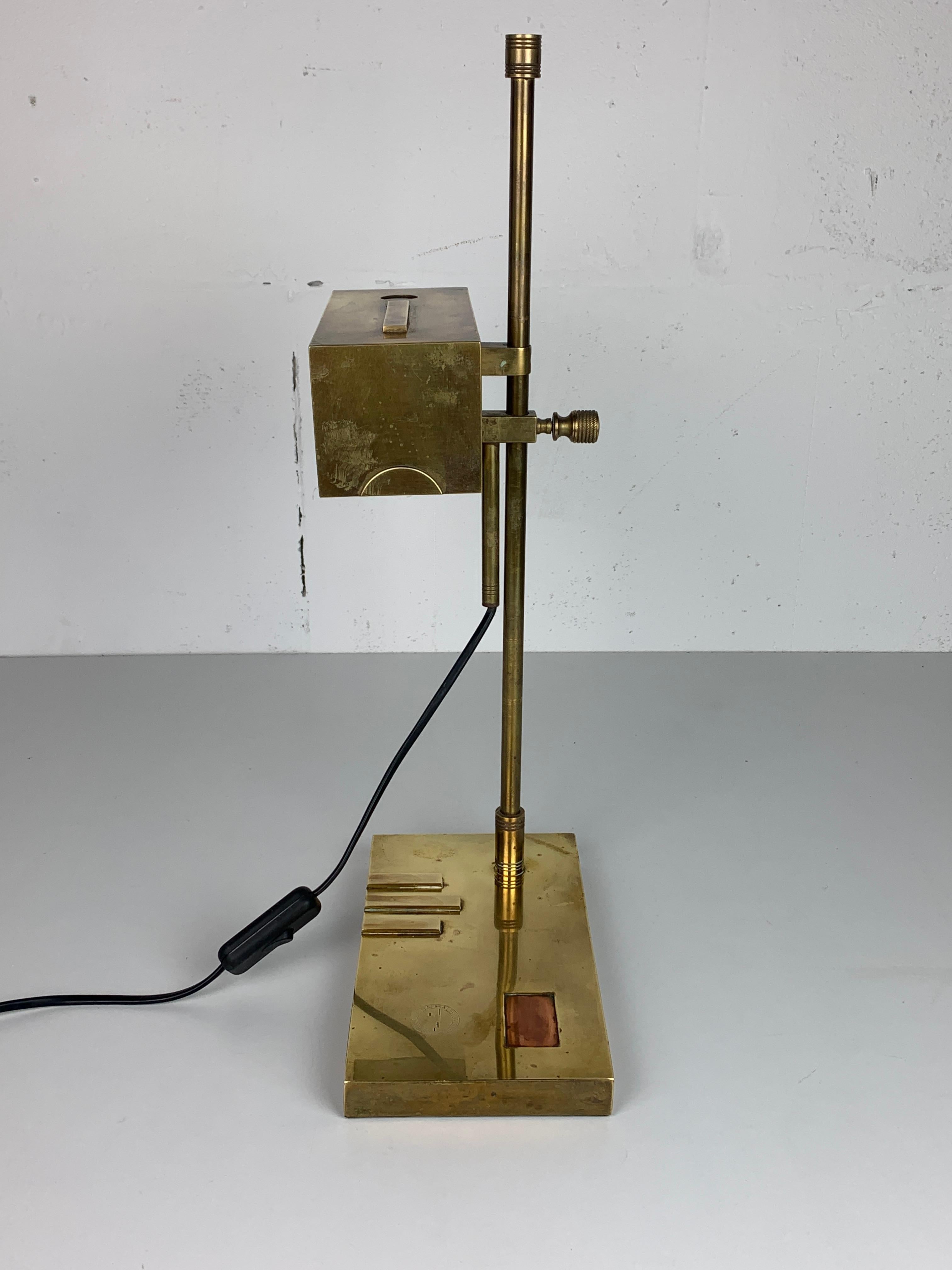 Brass Bauhaus Art Deco architectural desk or table lamp attributed Marcel Breuer For Sale 4