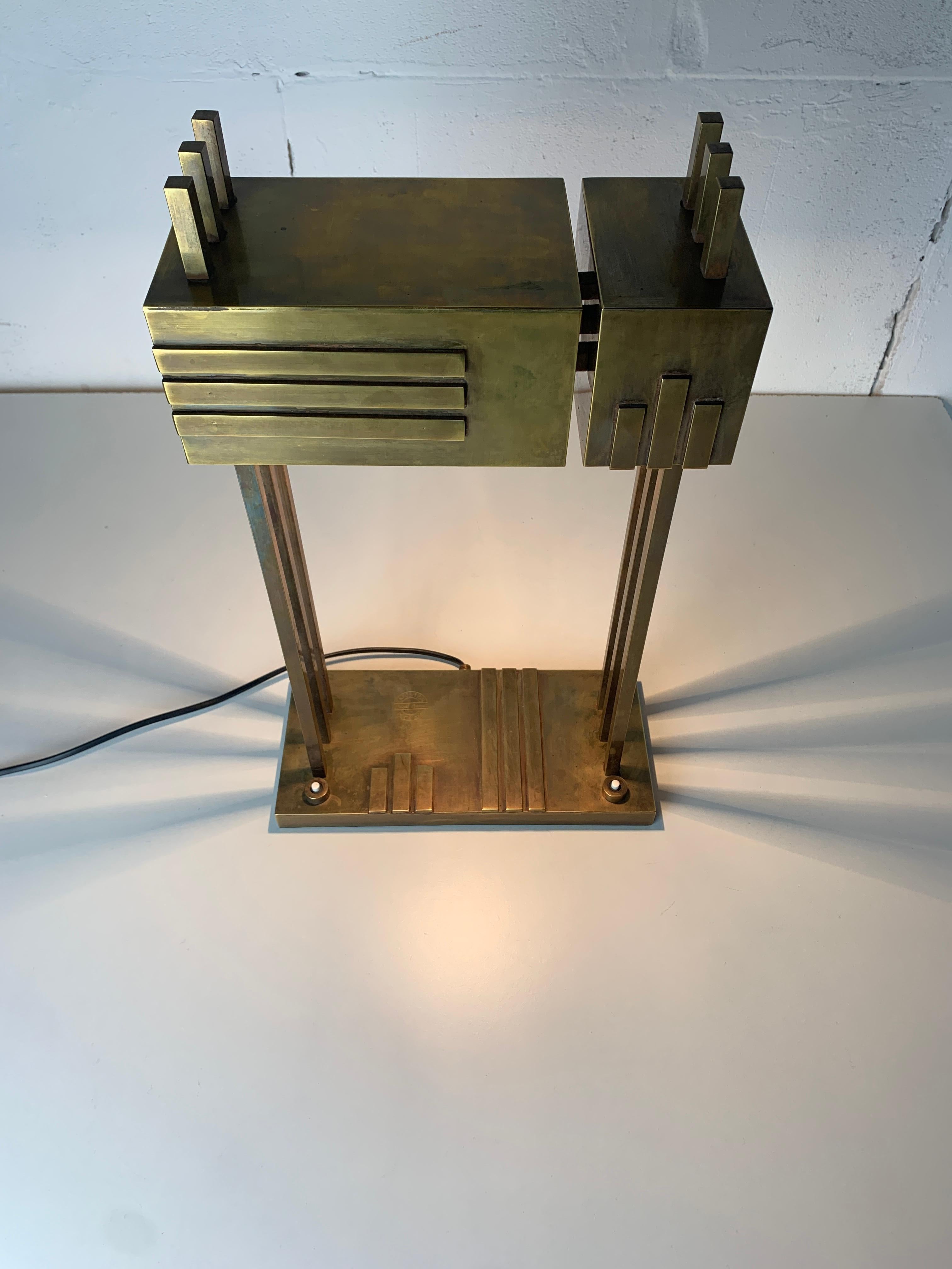 Brass Bauhaus Art Deco lamp by Marcel Breuer, Paris exposition 1925 For Sale 5