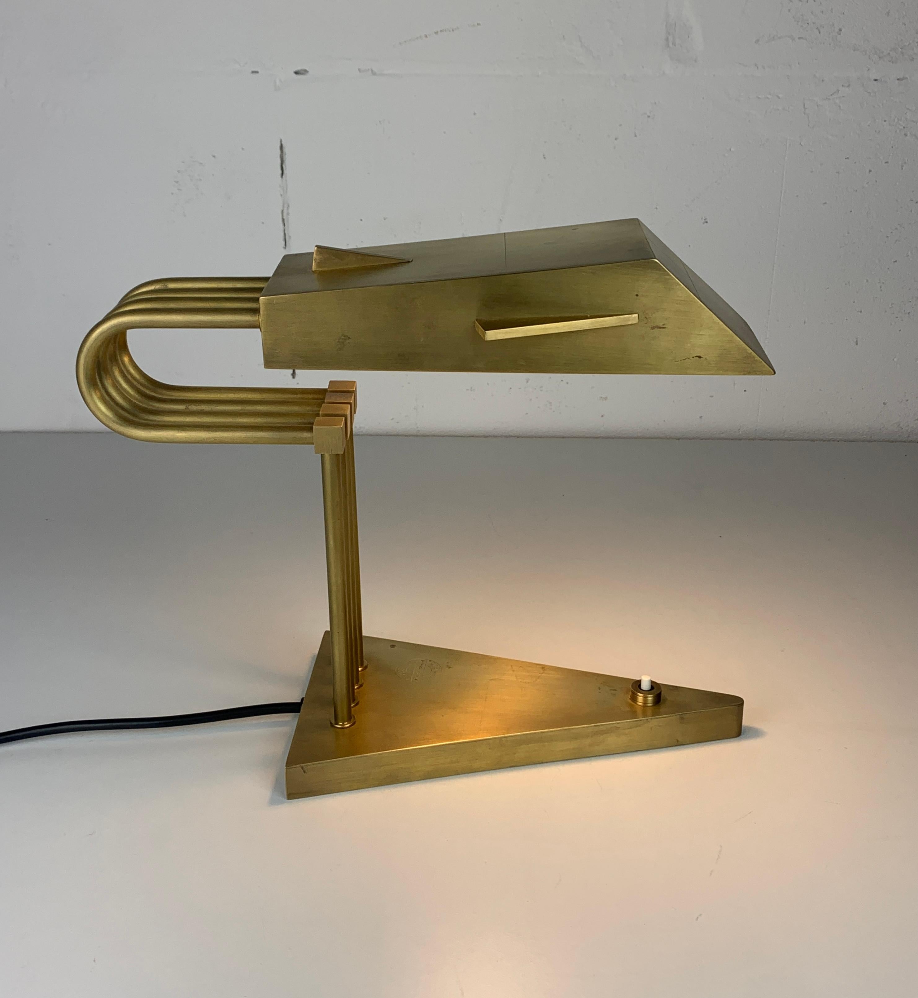 German Brass Bauhaus Art Deco lamp by Marcel Breuer, Paris exposition 1925