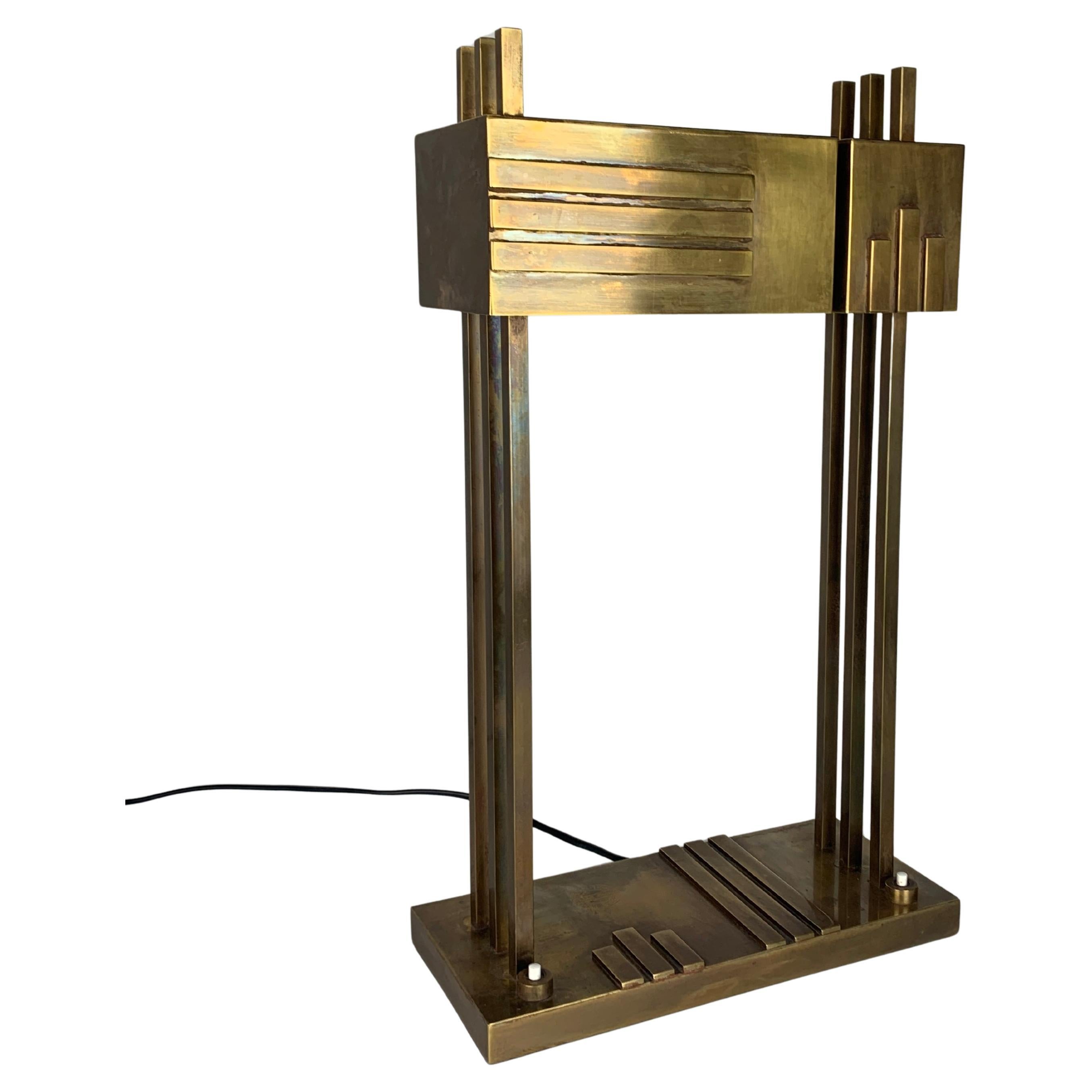 Brass Bauhaus Art Deco lamp by Marcel Breuer, Paris exposition 1925