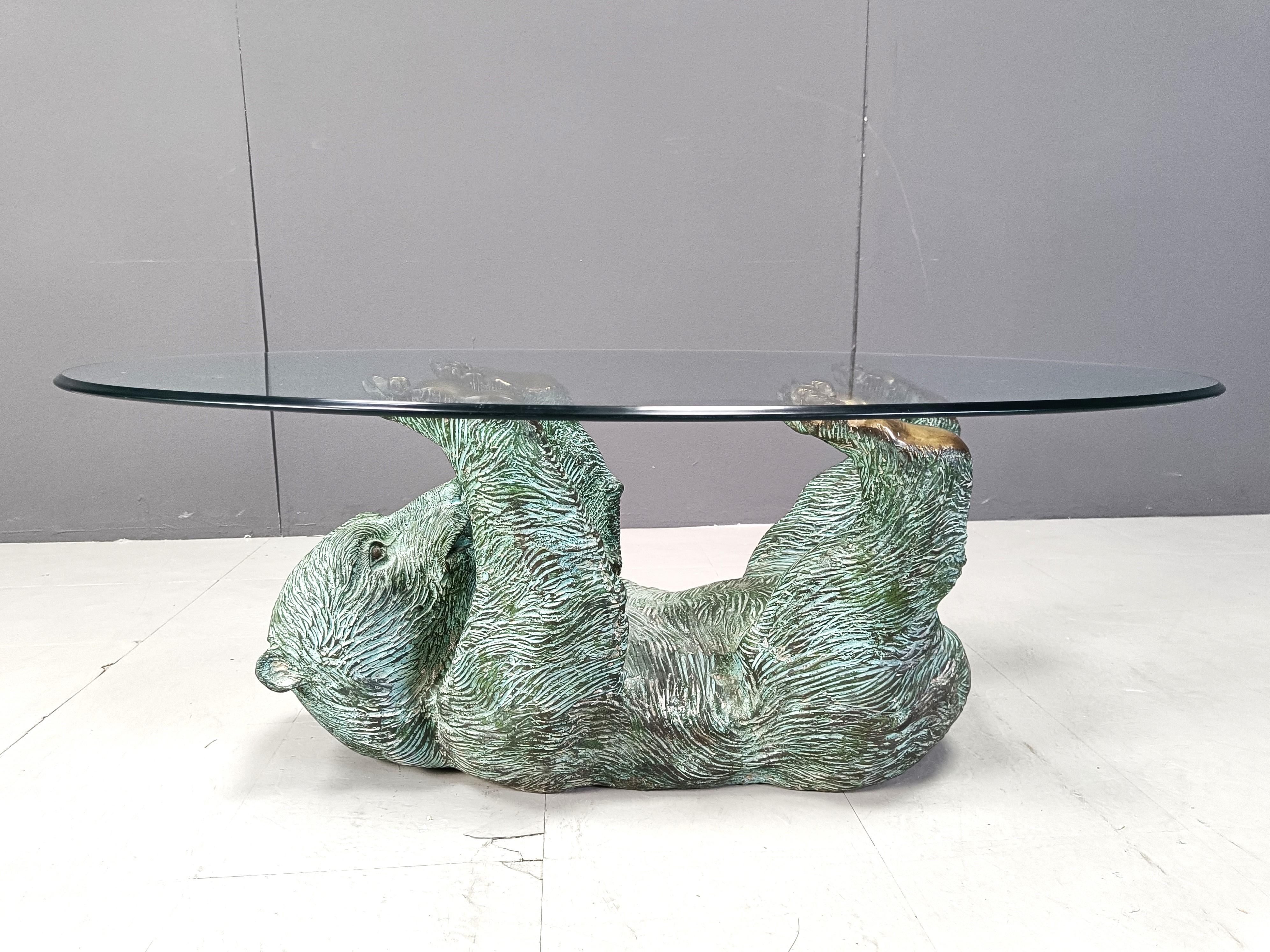 Brass Bear Coffee Table, 1970s In Good Condition In Leuven, Vlaams Gewest