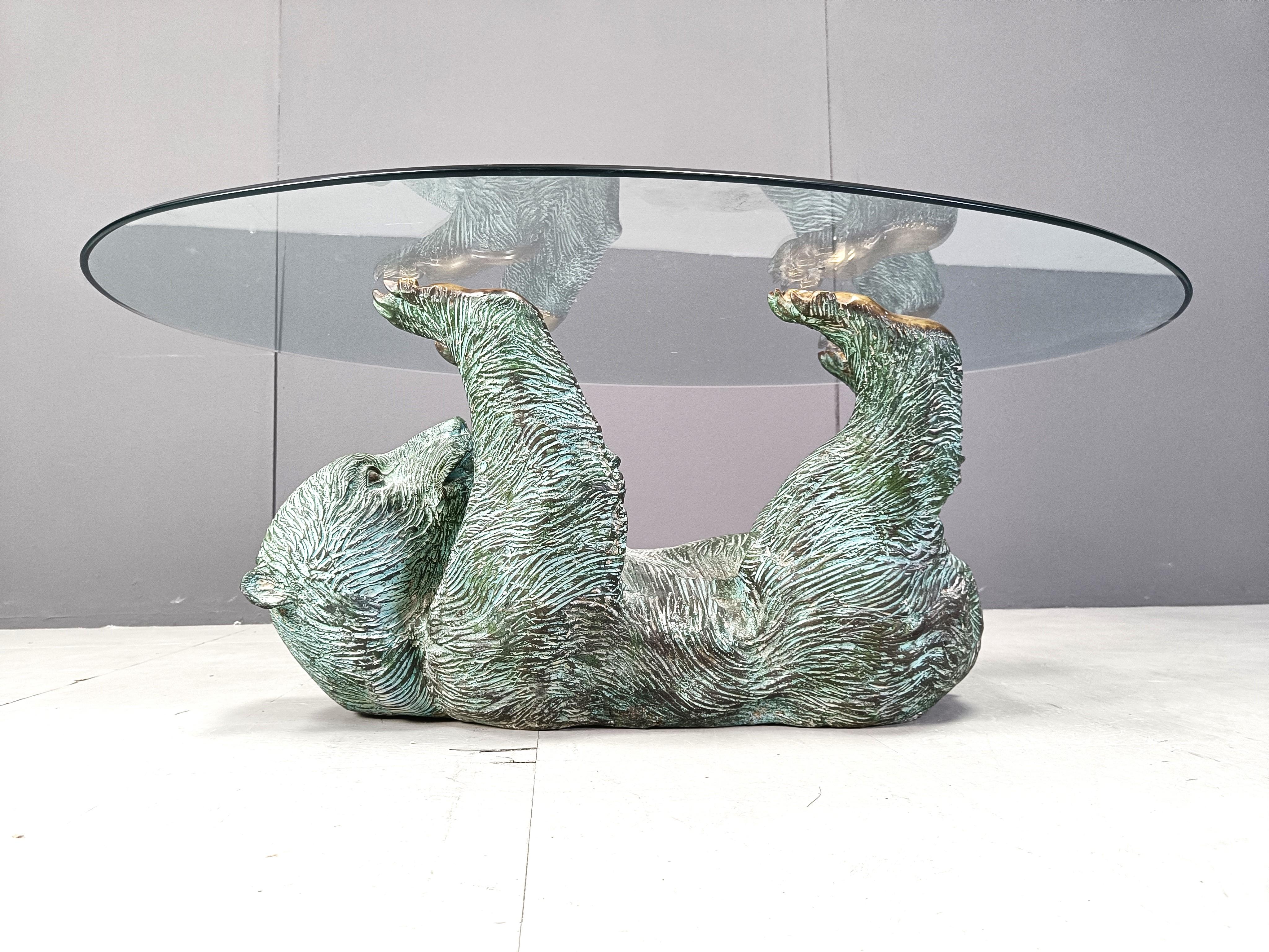 Late 20th Century Brass Bear Coffee Table, 1970s