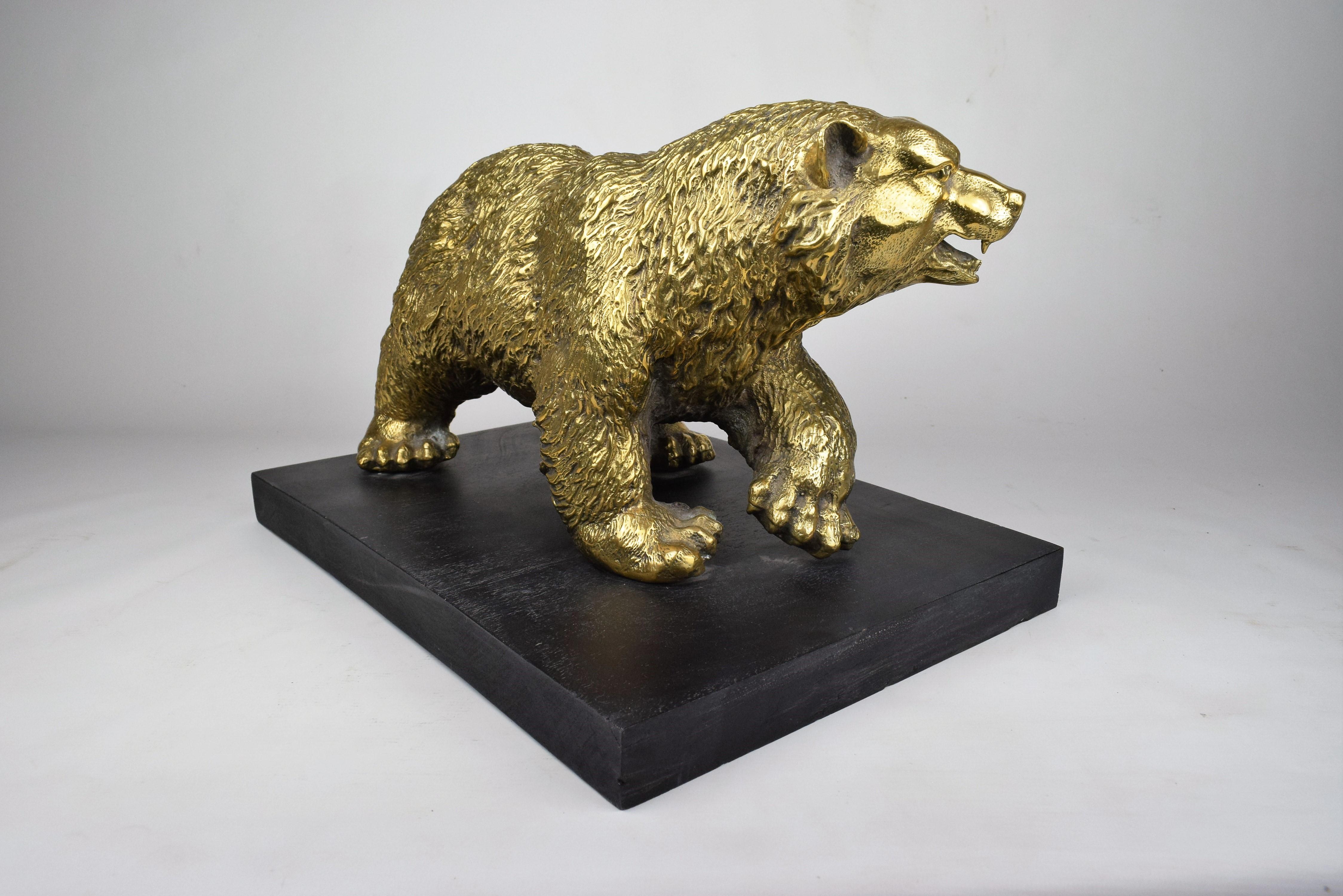 Art Deco Brass  Bear Sculpture