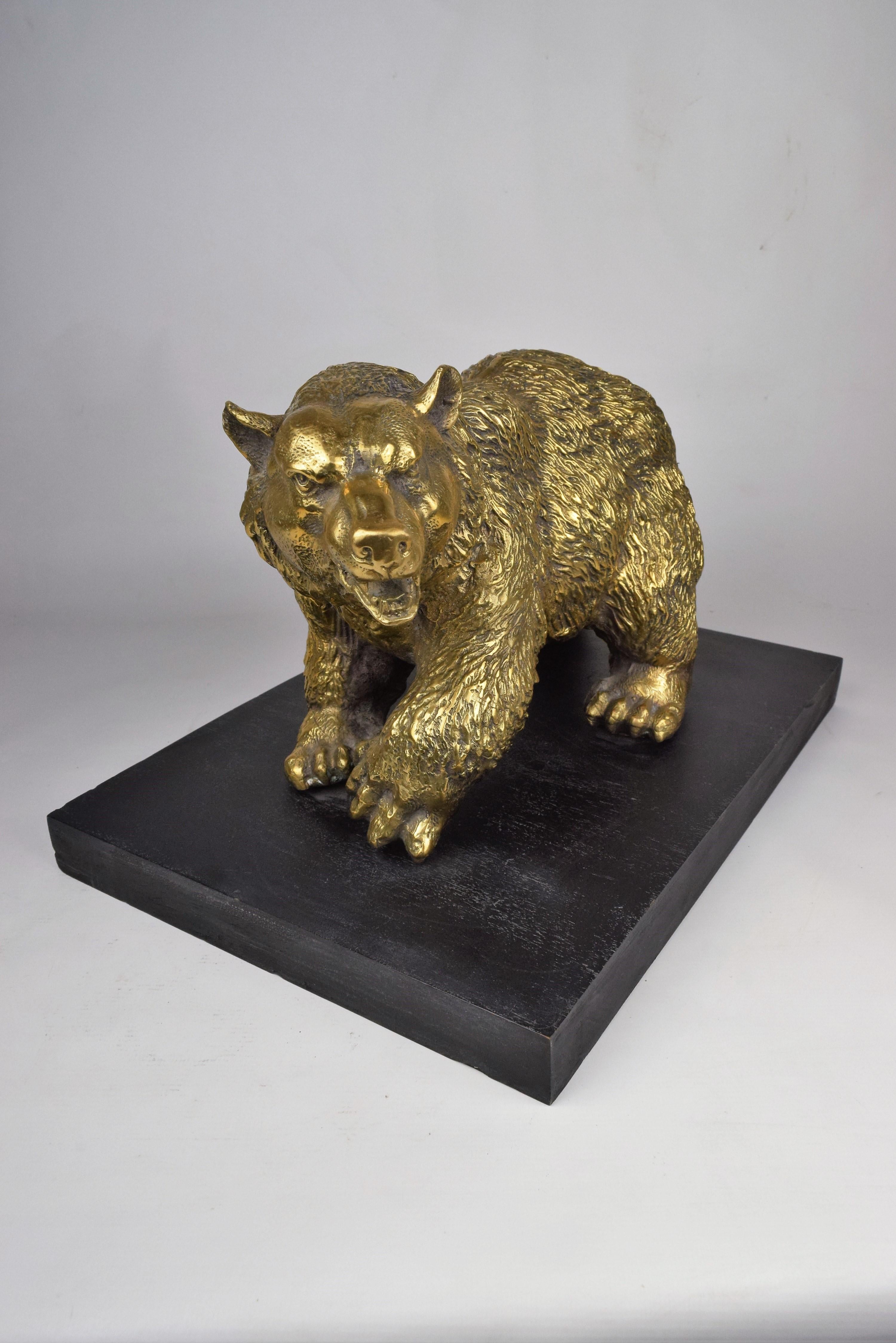 French Brass  Bear Sculpture