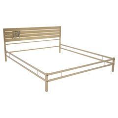 Brass Bed by Luciano Frigerio with Brass Sculpture