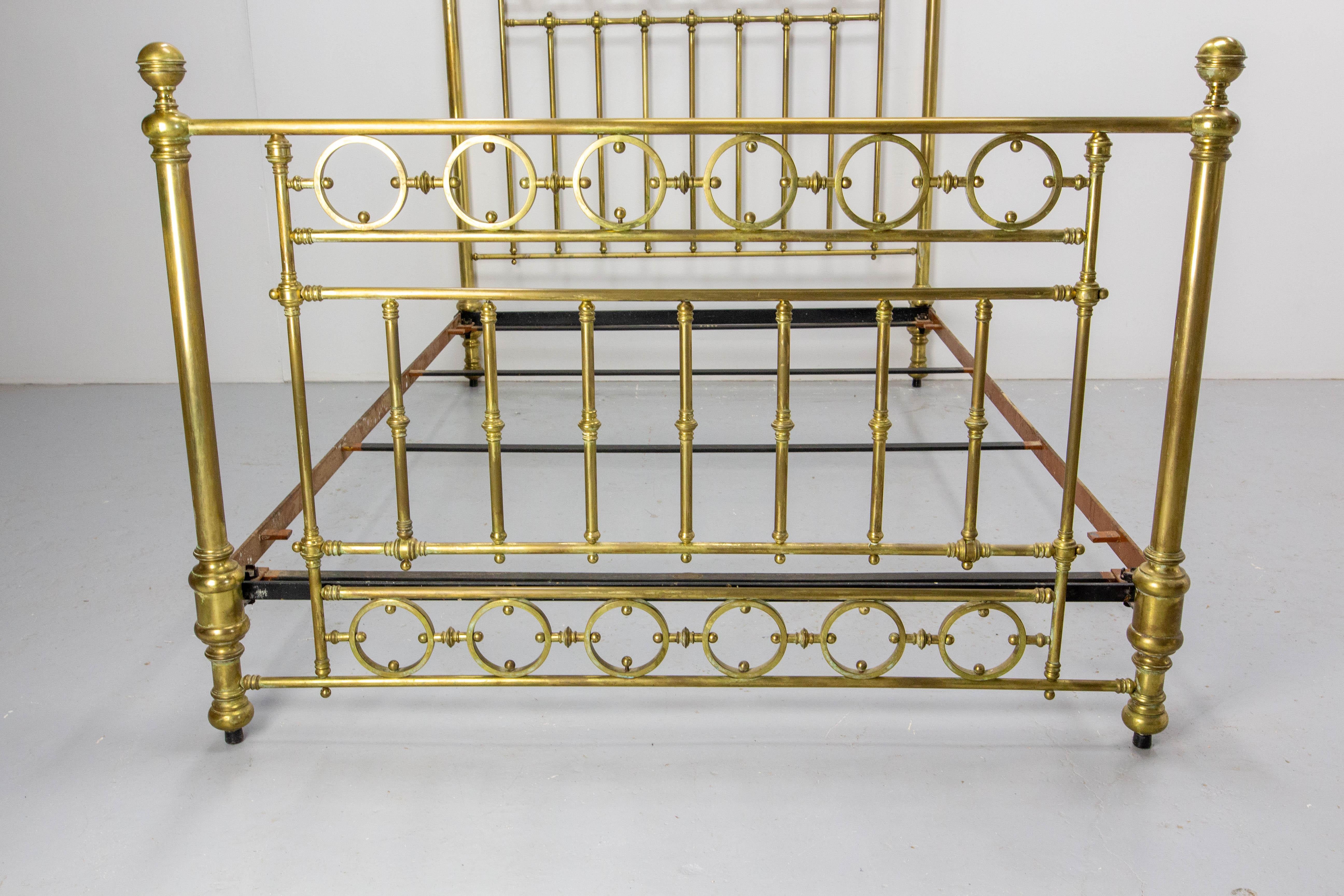 Brass Bed US Double Bed UK Full Size French, c. 1930 In Good Condition For Sale In Labrit, Landes