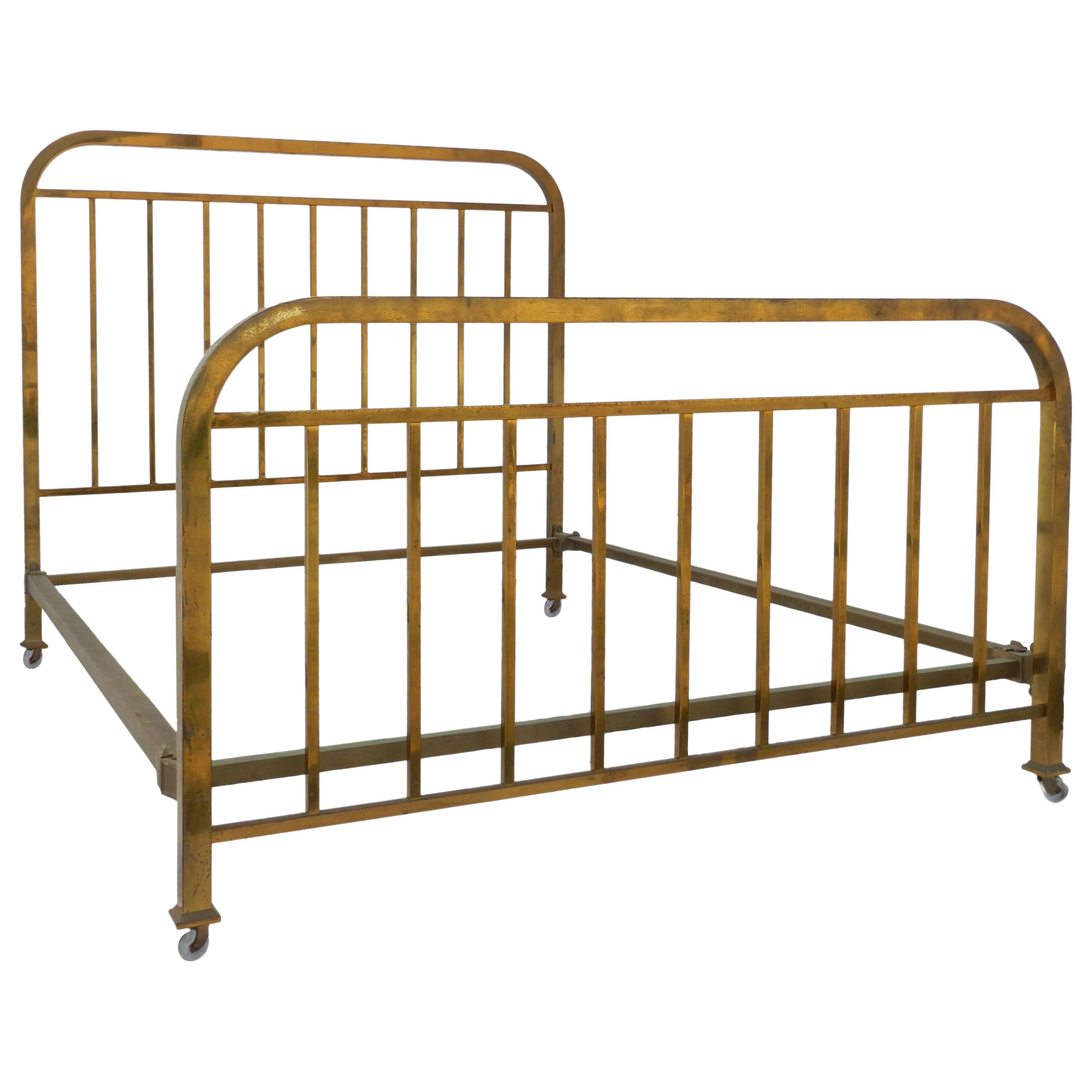 Brass Bed US Queen UK King Size Art Deco, French, c1930, Mid Century