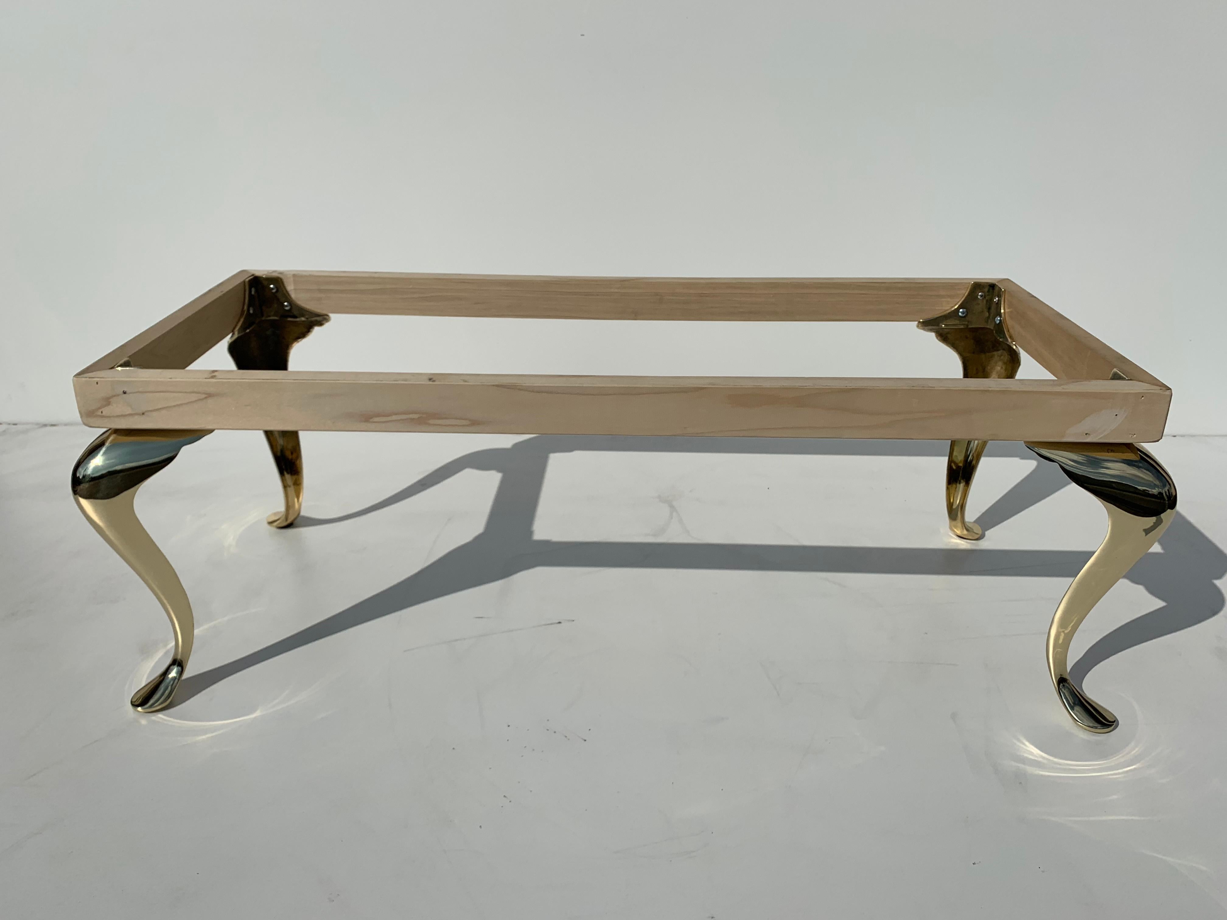 Brass Bench or Footstool in White Mongolian Fur 2