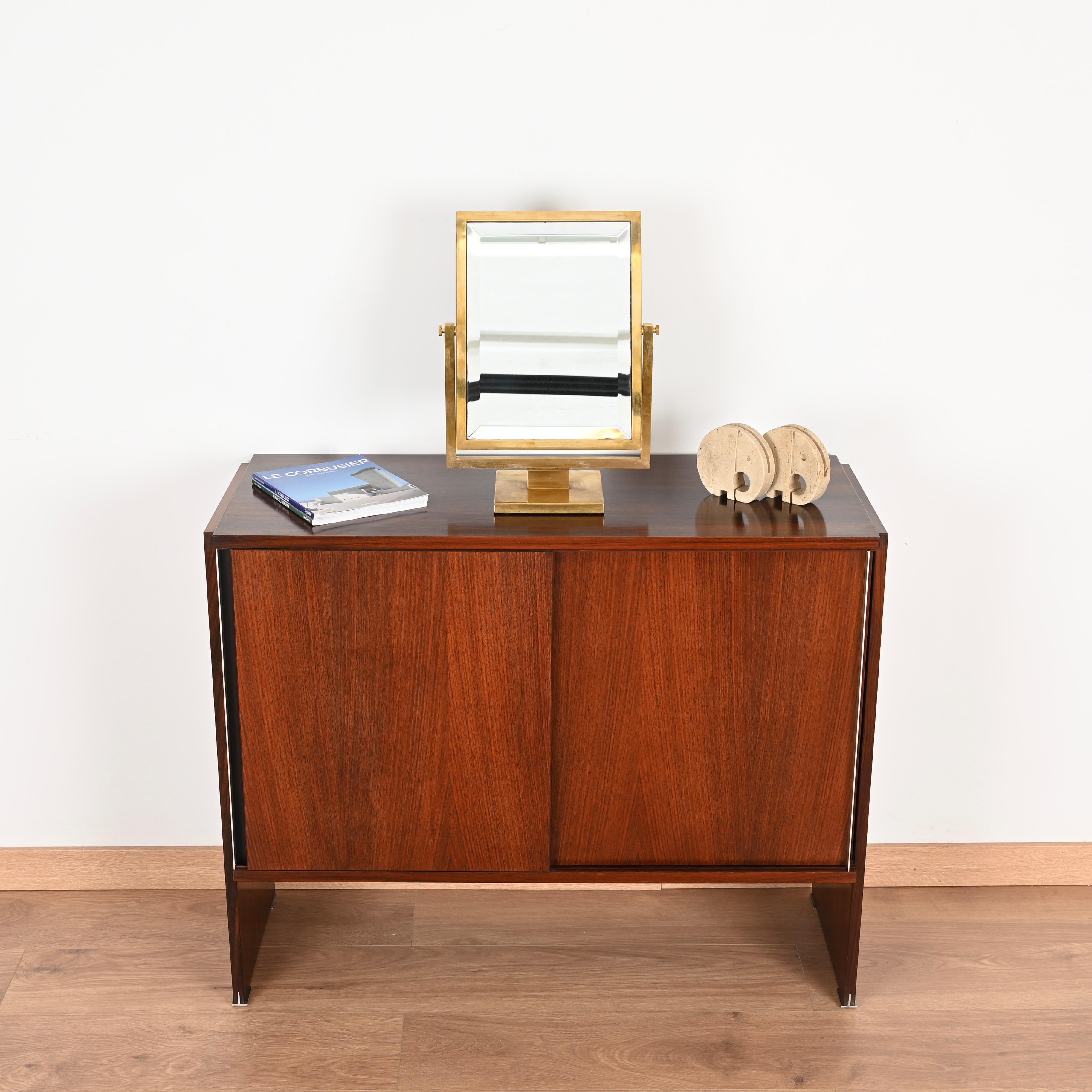 Brass Bevelled Adjustable Table Mirror, Fontana Arte Style, Italy 1950s 3