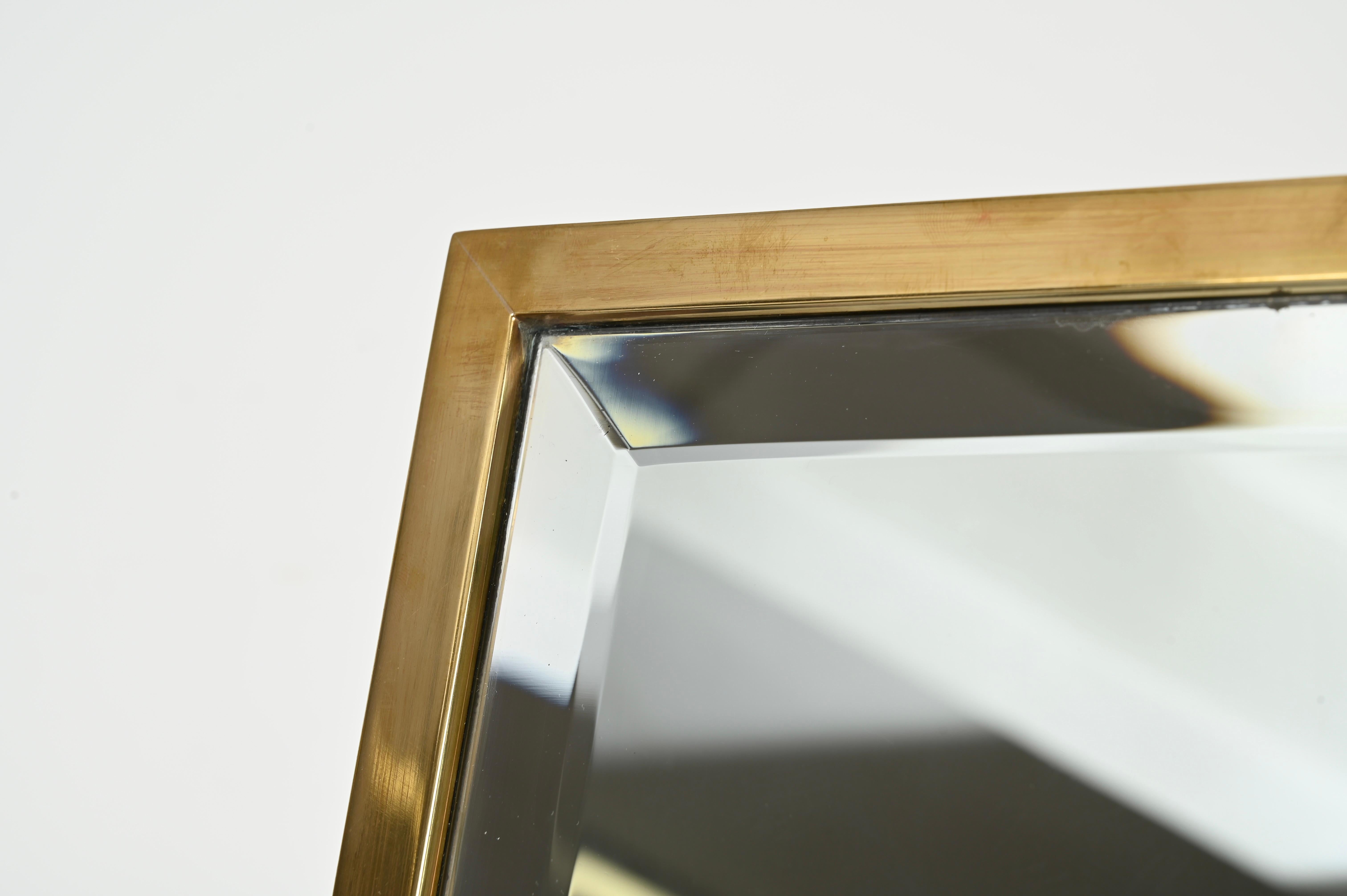 Brass Bevelled Adjustable Table Mirror, Fontana Arte Style, Italy 1950s 4