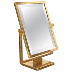 Specchio da tavolo regolabile in ottone smussato, stile Fontana Arte, Italia anni '50