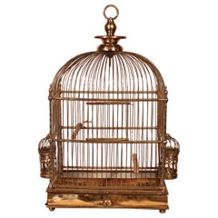 Jaula de latón para pájaros - Siglo XIX