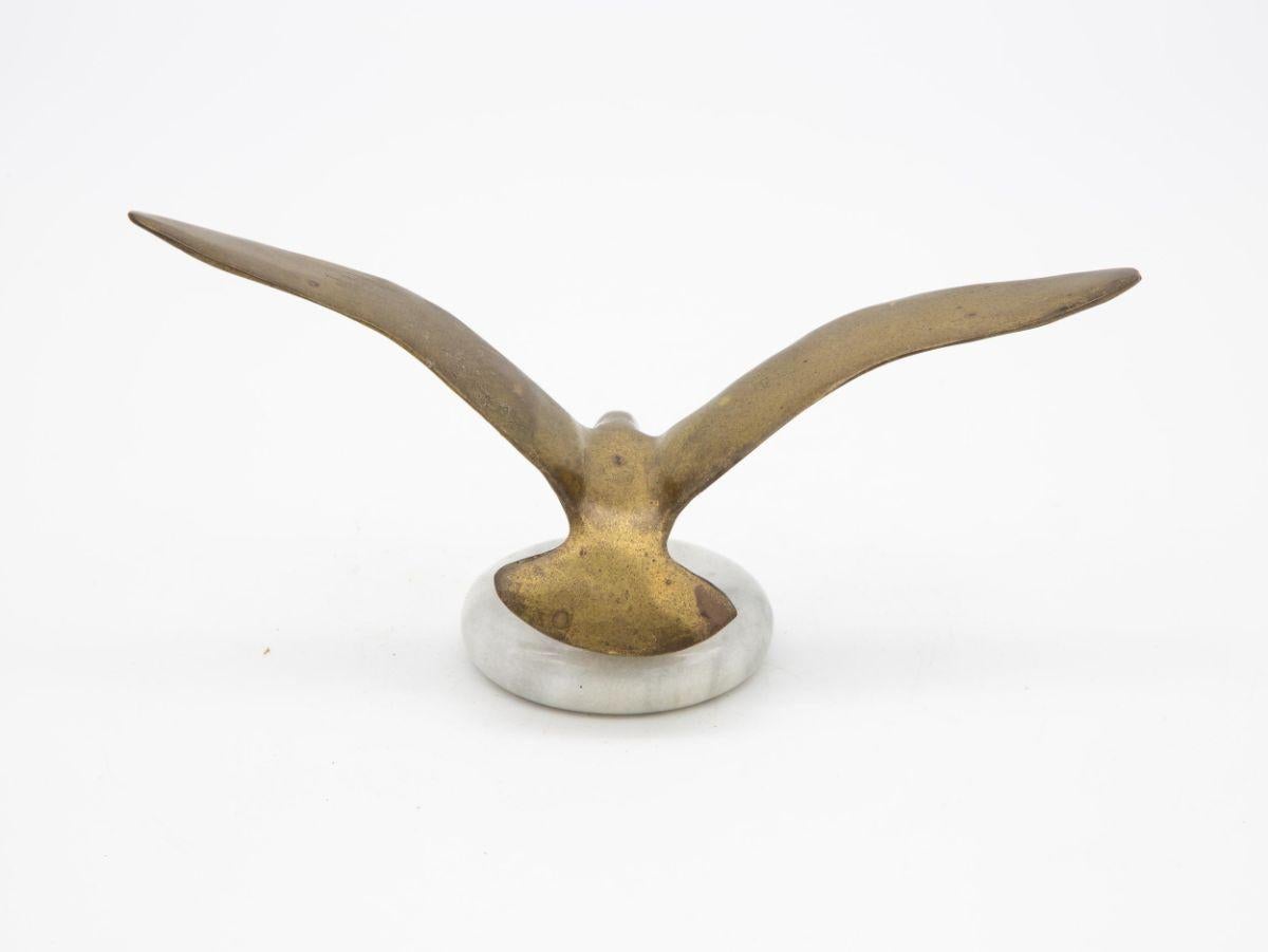 20th Century Brass Bird in Flight on Marble Base