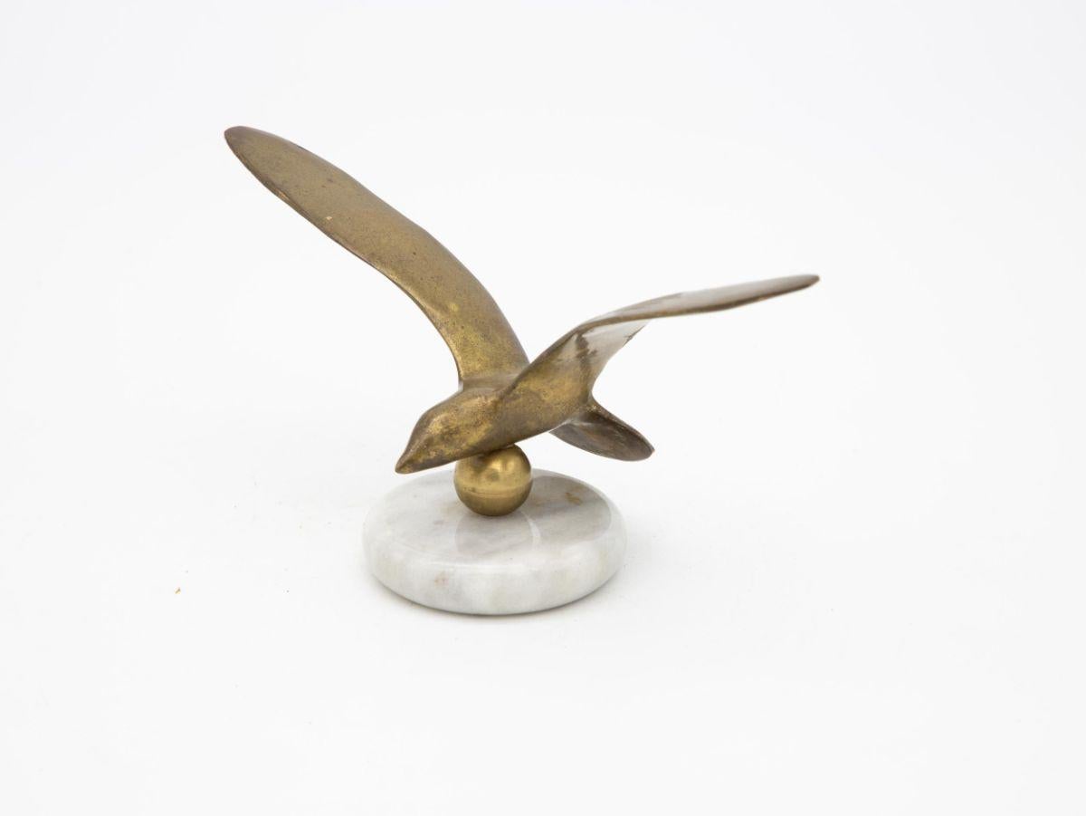 Brass Bird in Flight on Marble Base 1