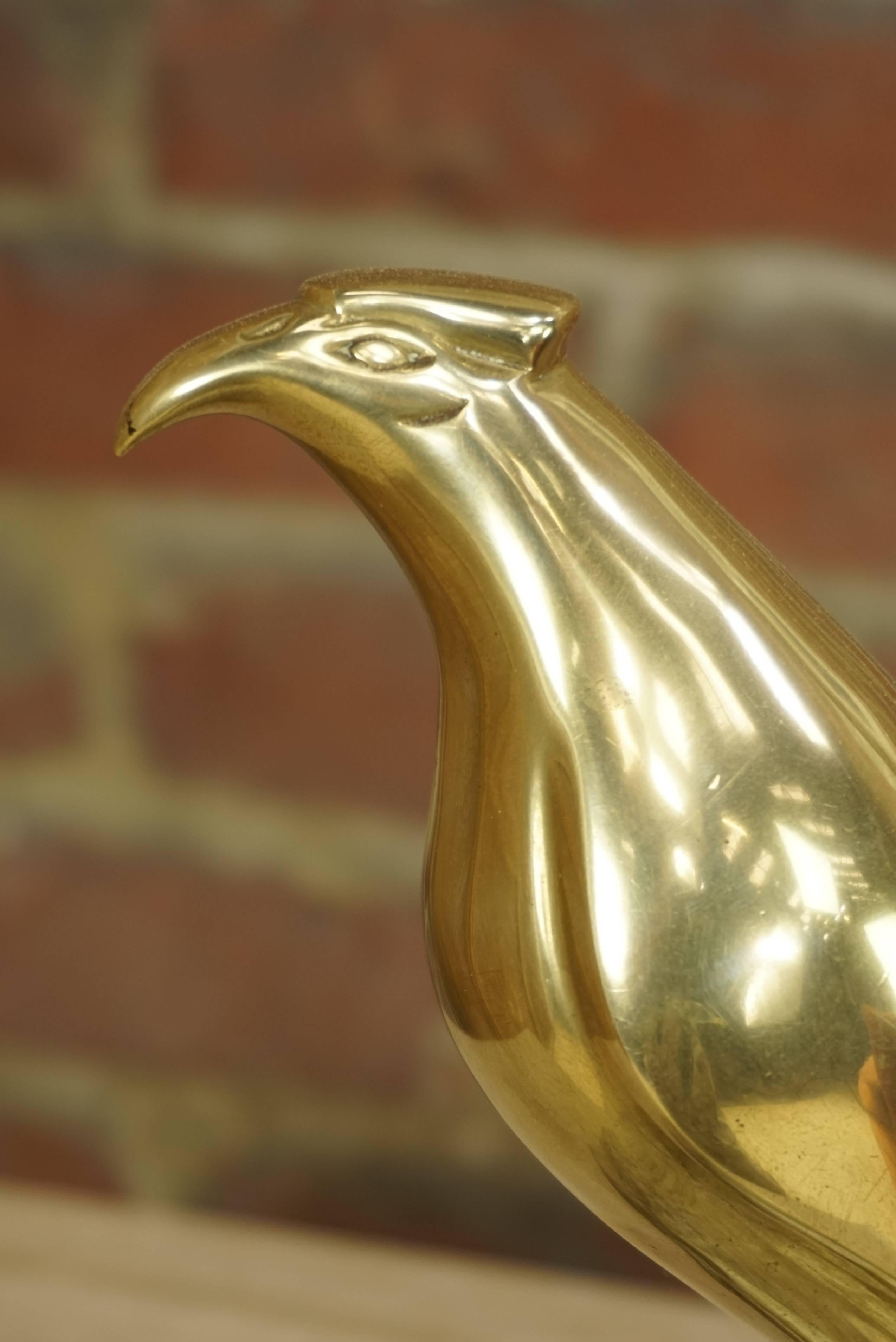 Brass Bird on Stone Sculpture For Sale 3