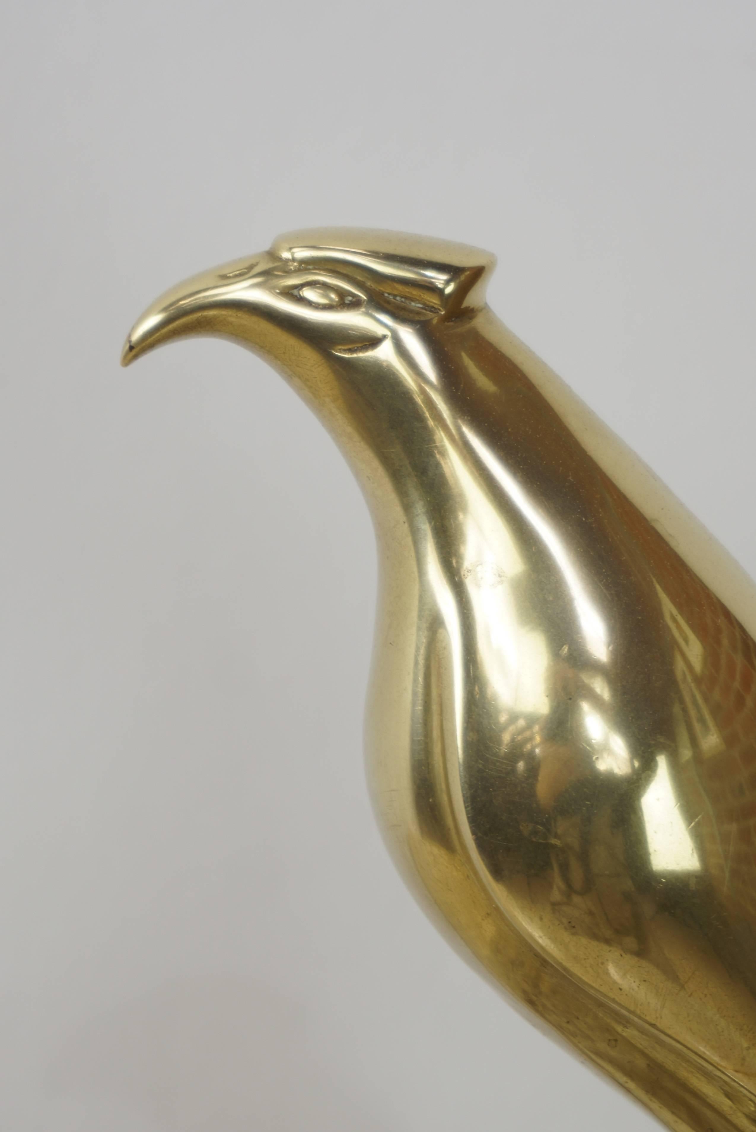 Brass Bird on Stone Sculpture For Sale 4