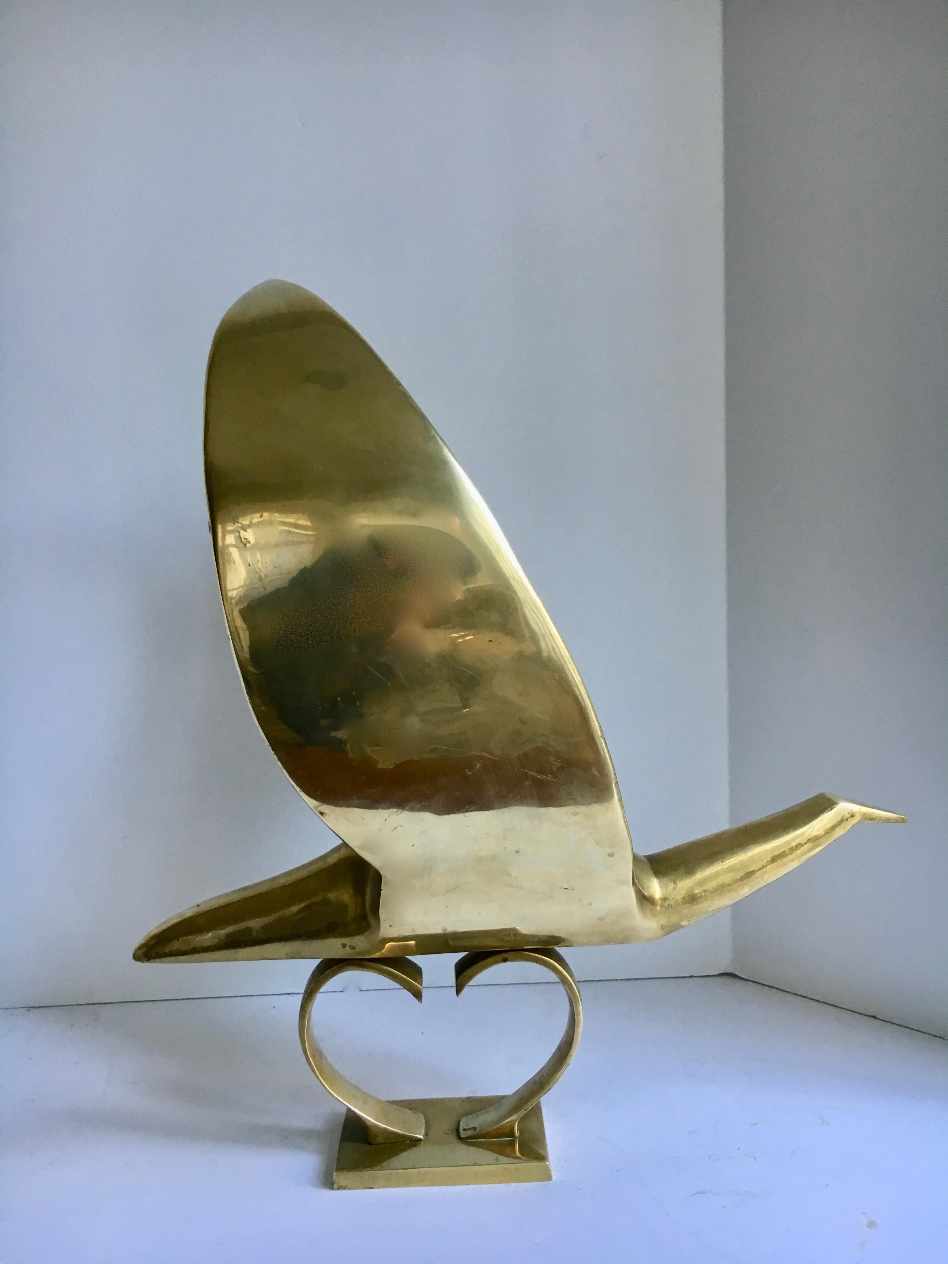 20th Century Brass Bird Sculpture Hood Ornament