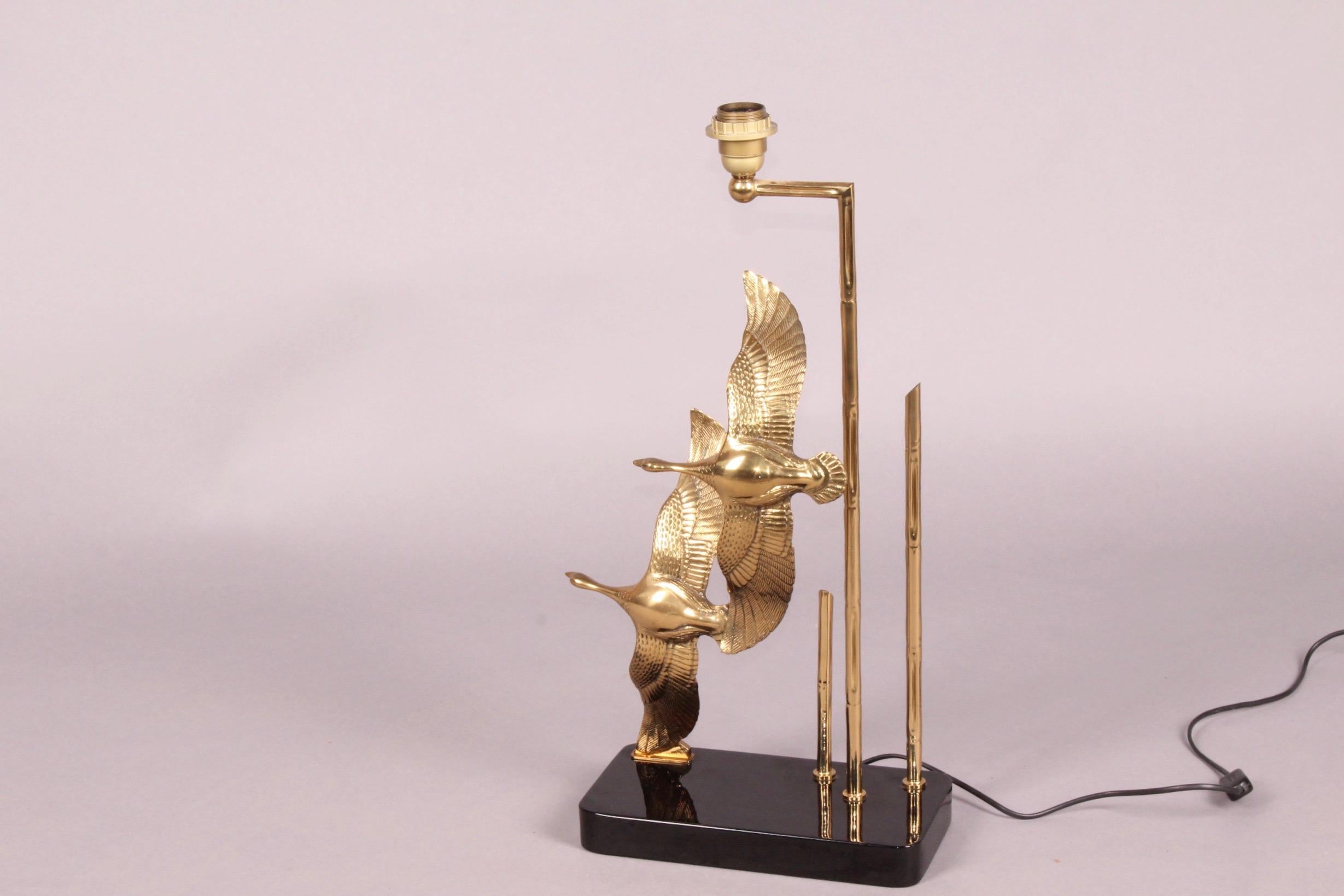 European Brass Bird Table Lamp